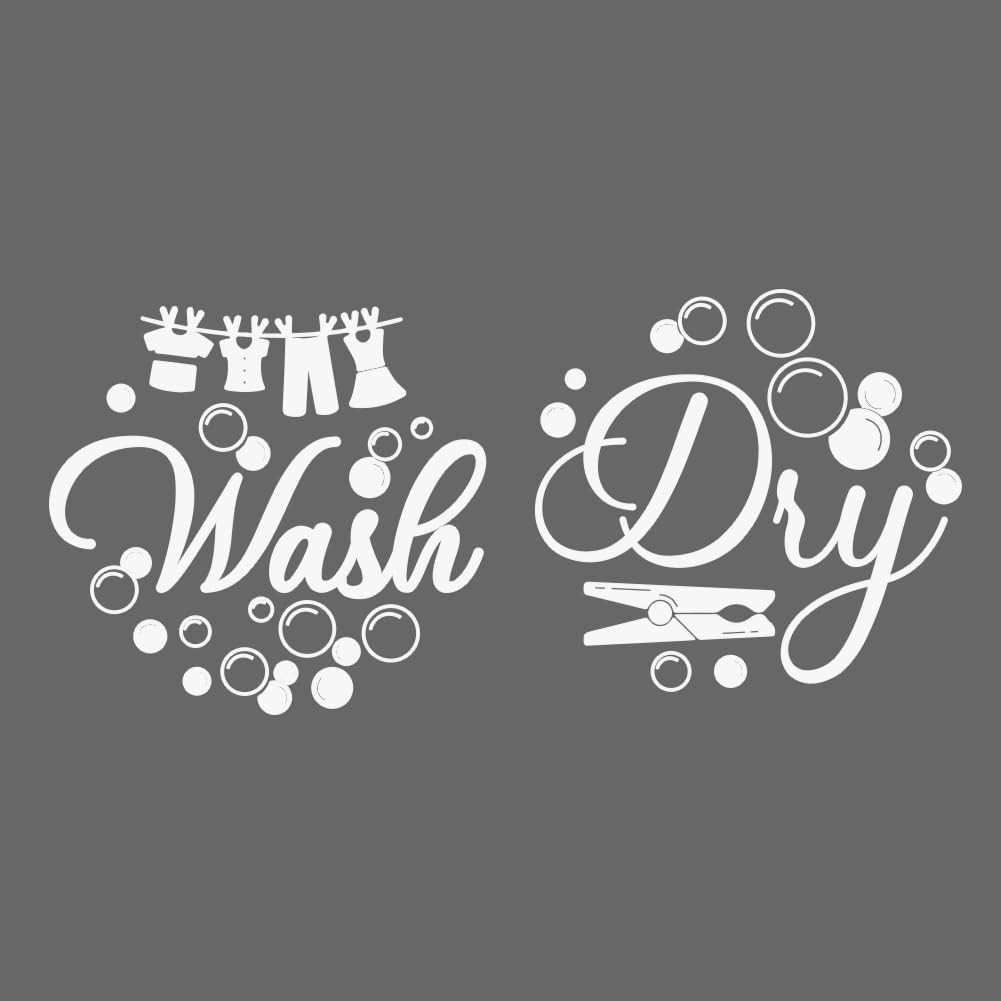 Laundry Room Wall Sticker Vinyl Wash Dry Decal Washing Machine DIY Decor 24″x12″