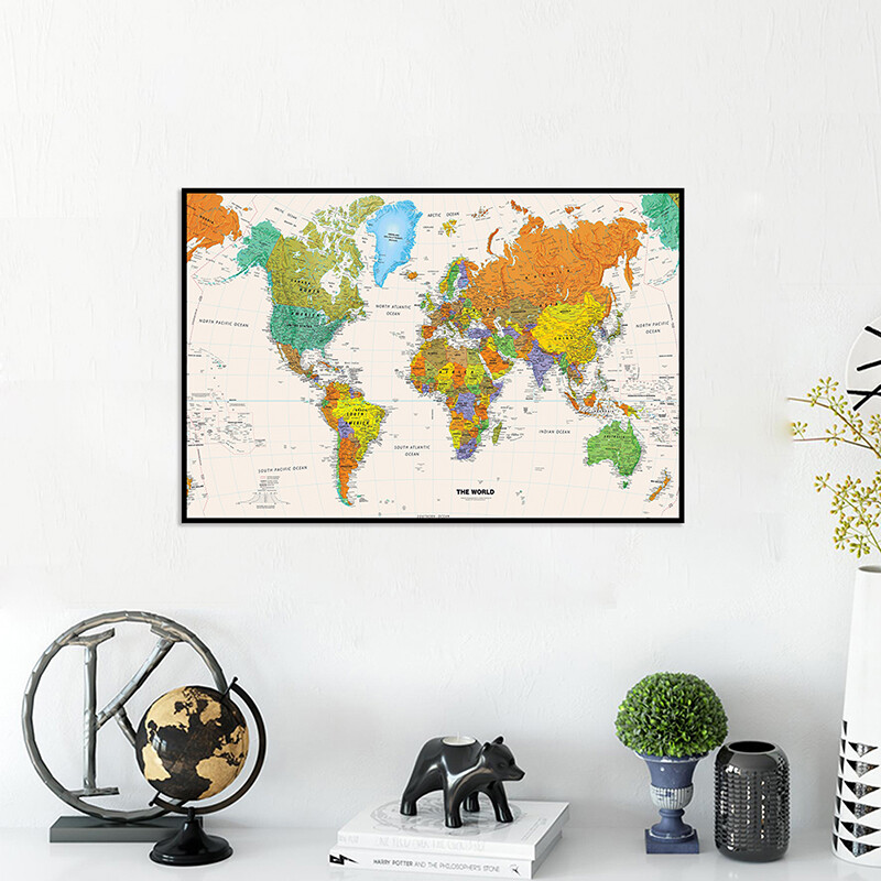 WORLD MAP ART PRINT GIANT POSTER WALL DECOR SIZE 59*39in