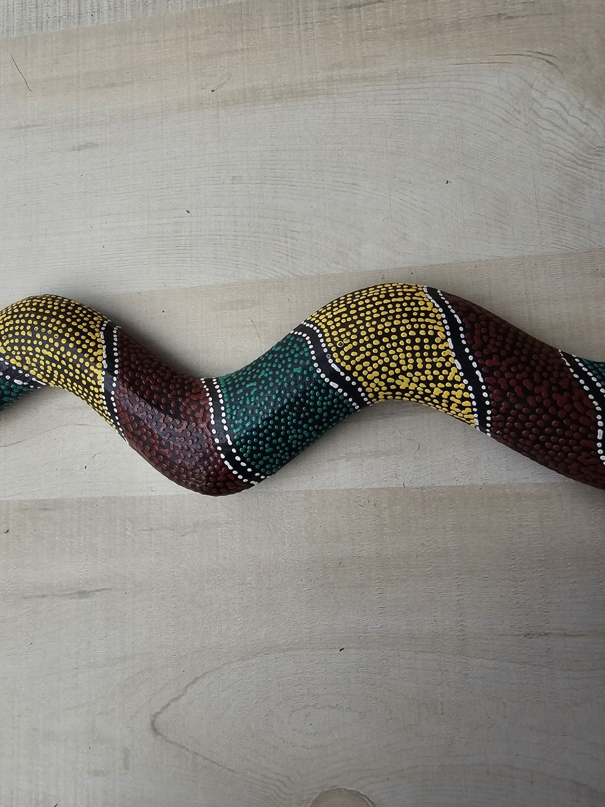 Tribal Aboriginal Snake Art Decor dot Paint Wood Bali Colorful Wall Plaque 32″