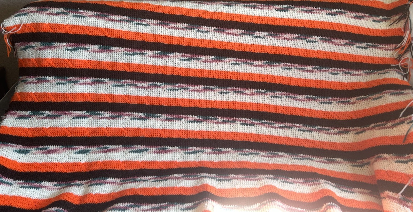 Vintage Handmade AFGHAN Crochet Throw Blanket 42”X 60”