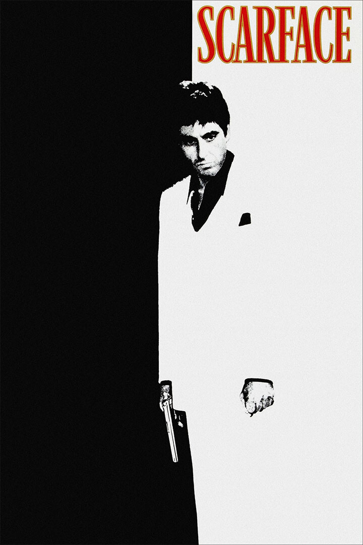 Scarface Movie Drama Crime Black And White Painting Print Wall – POSTER 20×30