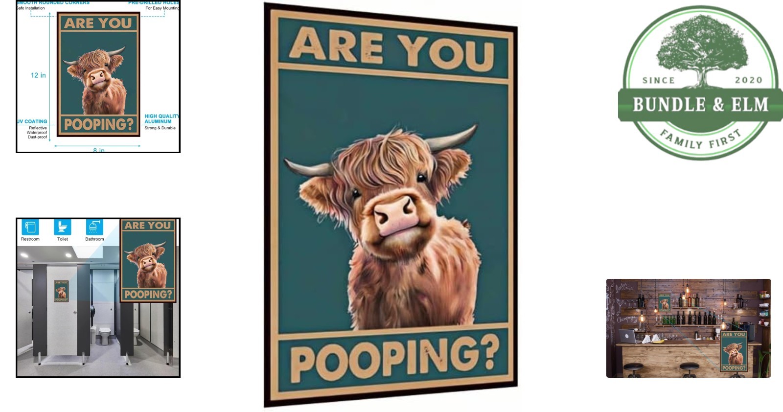 12×8 Inches Vintage Metal Sign with Pre-Printed Text for Restroom Decoration