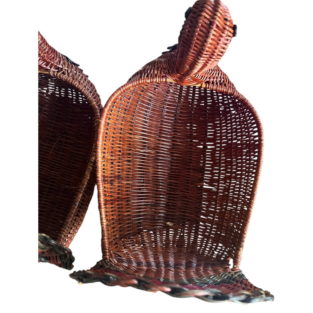 VNTGE Set 2 Turkey Wicker Weaved Basket Brown Thanksgiving Farmhouse Traditional