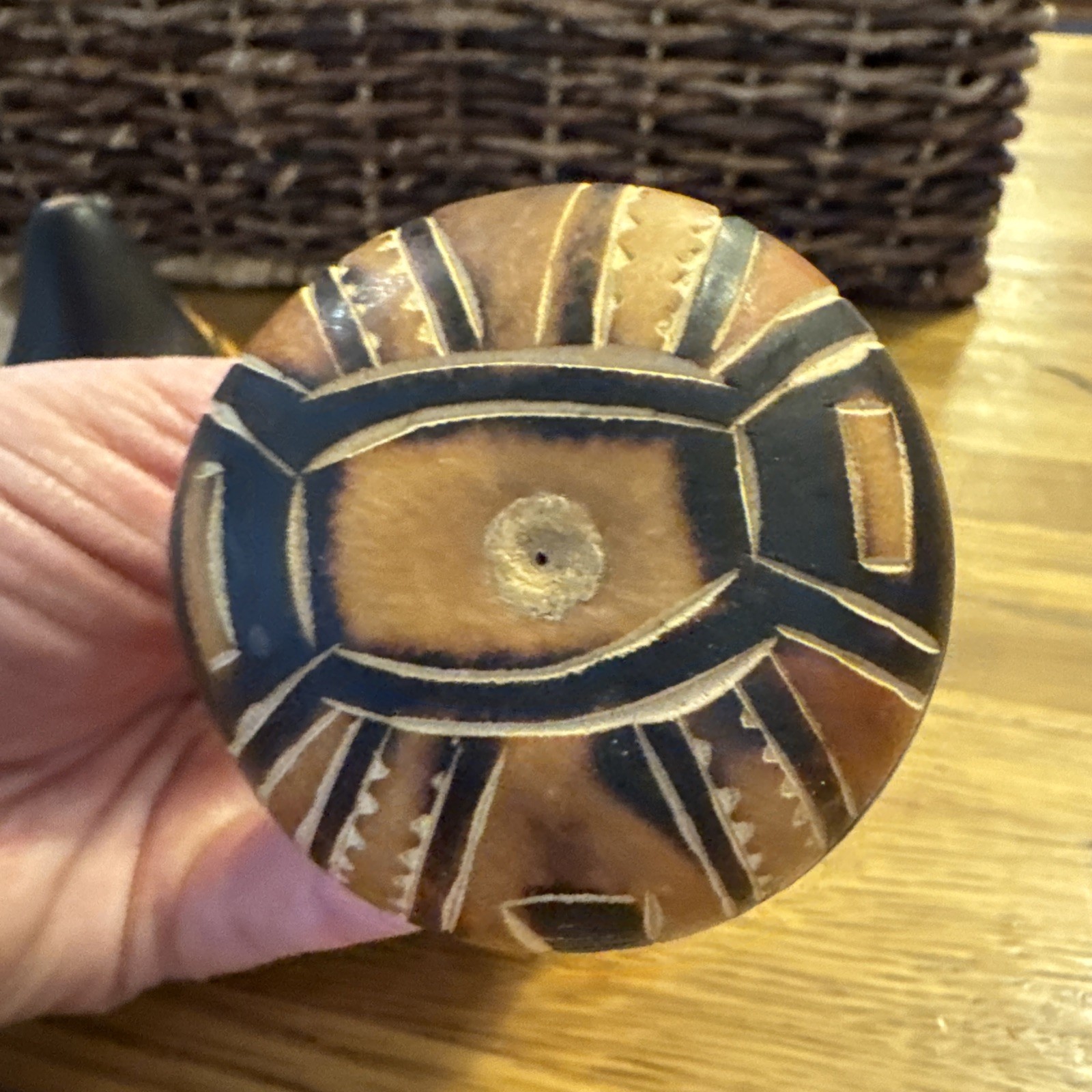 Vintage Hand Carved One Of A Kind Peruvian Gourd Art Rattle Folk Art Person 2