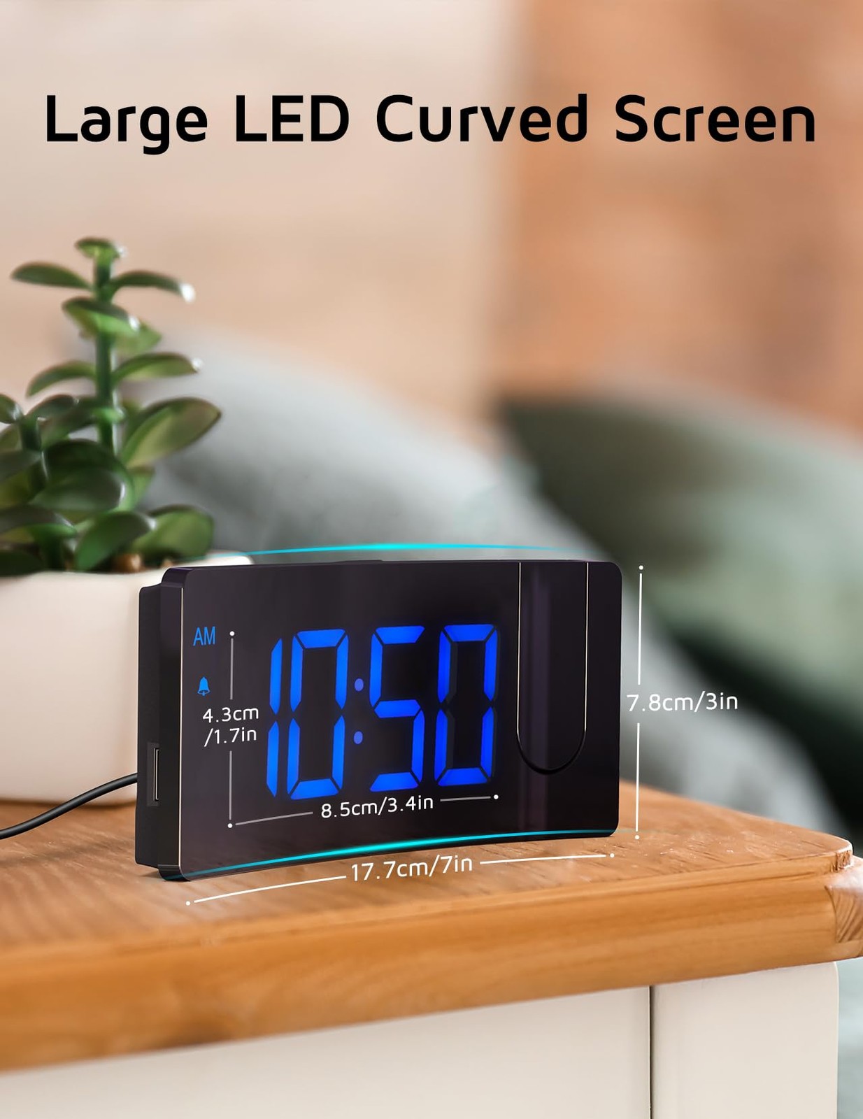 Projection Alarm Clock, Digital Clock with 180Â° Rotatable Projector