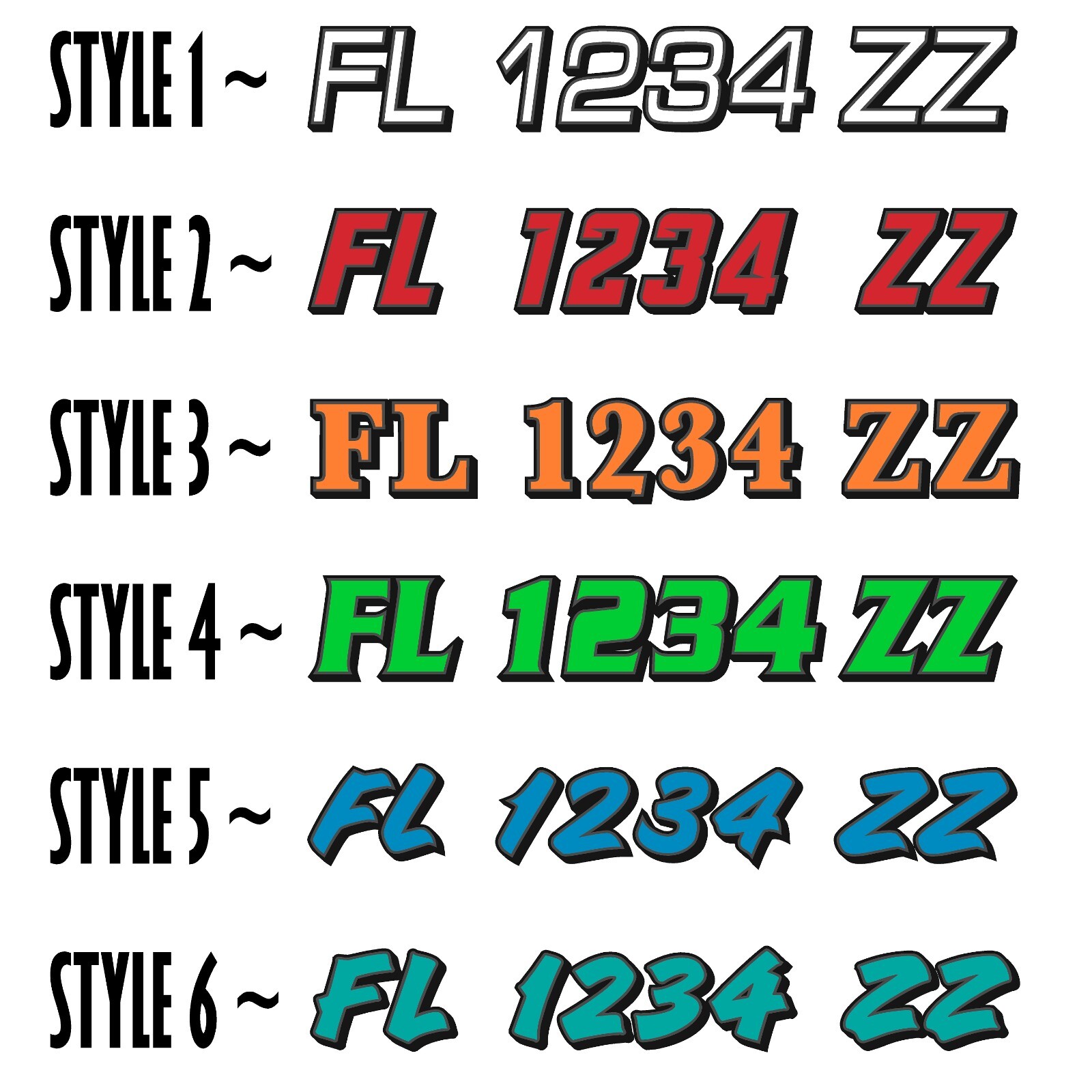 Boat Registration Numbers & Letters 2 Pack Custom 3″ Boat & Jetski PWC Stickers