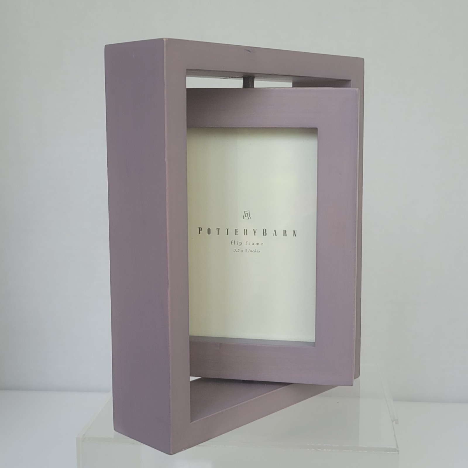Pottery Barn Lavender Wood Flip Swivel Double Sided Picture Frame 3.5″ x 5″