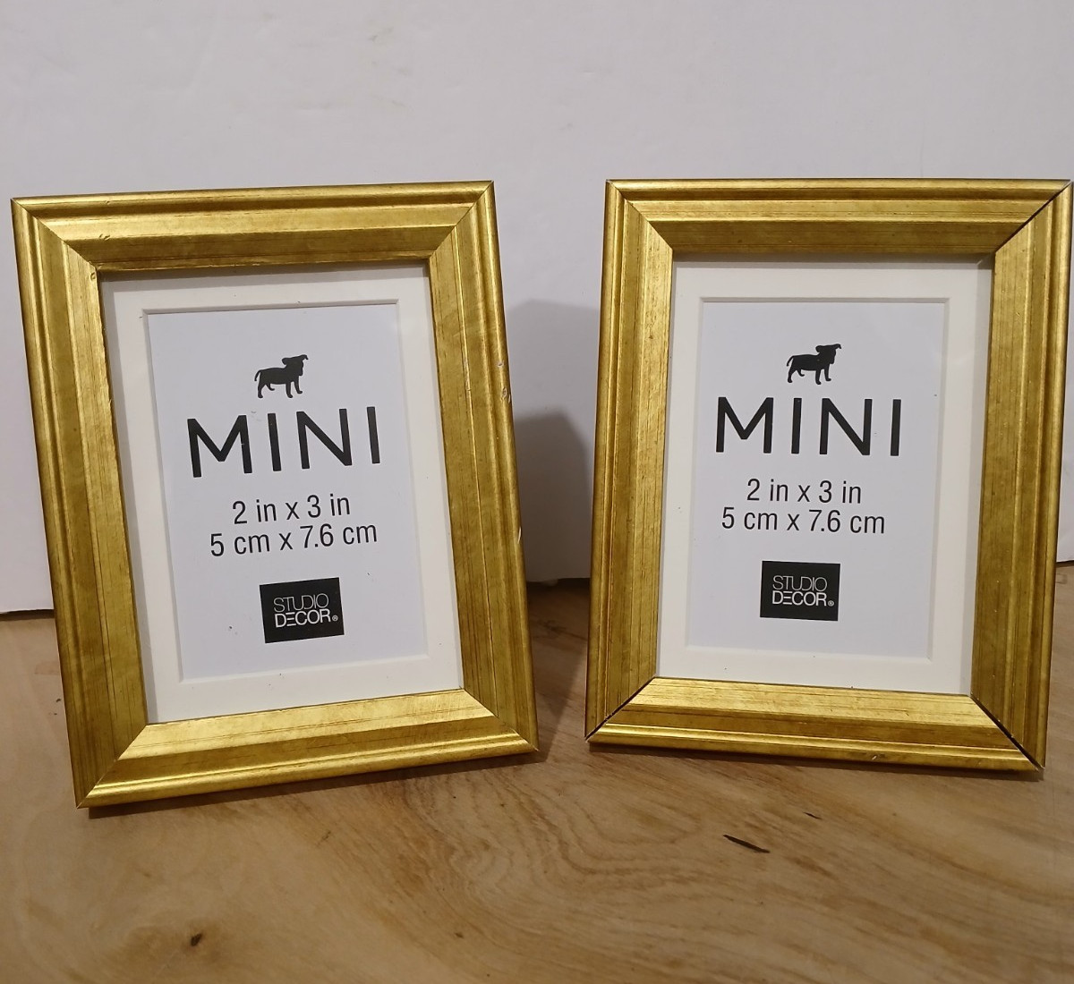 Set of 2 Studio Decor Gold Frames 3×4 or 2.5×3.5 Matted Mini Picture Frames