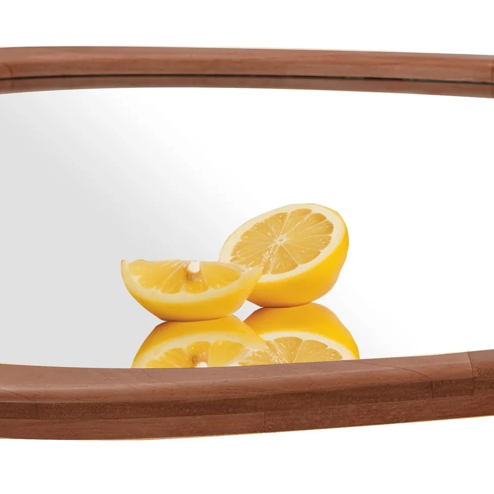Asymmetrical Irregular Wood Wall Mirror Light Brown Mid Century Boho Farm 20×23″