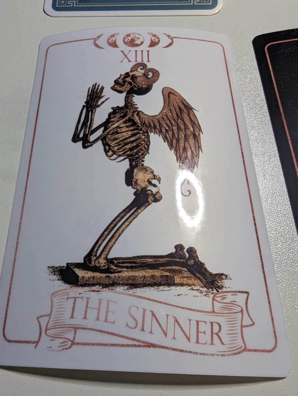 THE SINNER tarot ‘card’ die-cut printed vinyl sticker black or white