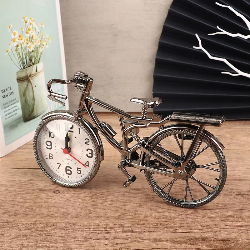 Vintage Bicycle Table Alarm Clock Arabic Numerals Home Decor Desktop Gift