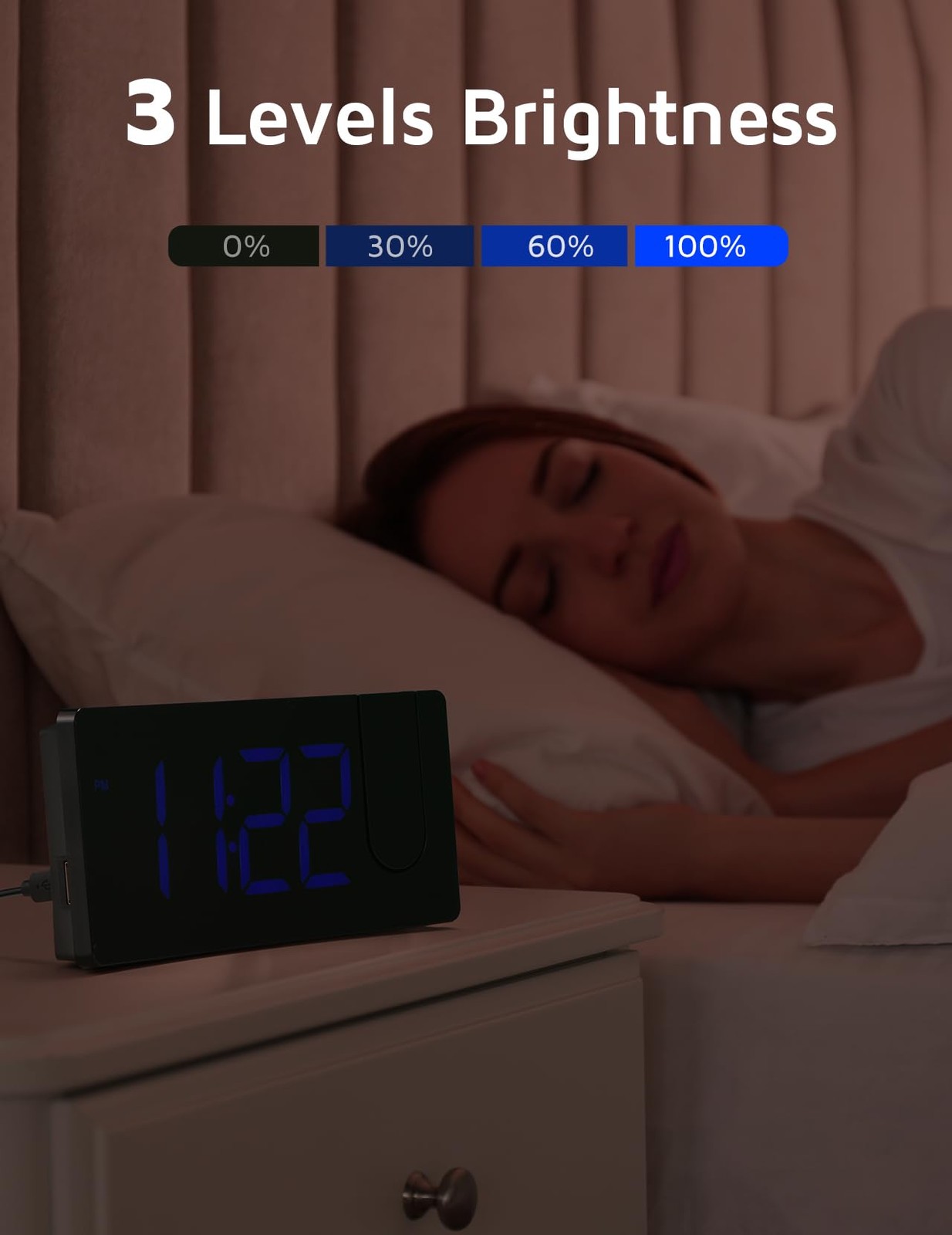 Projection Alarm Clock, Digital Clock with 180Â° Rotatable Projector
