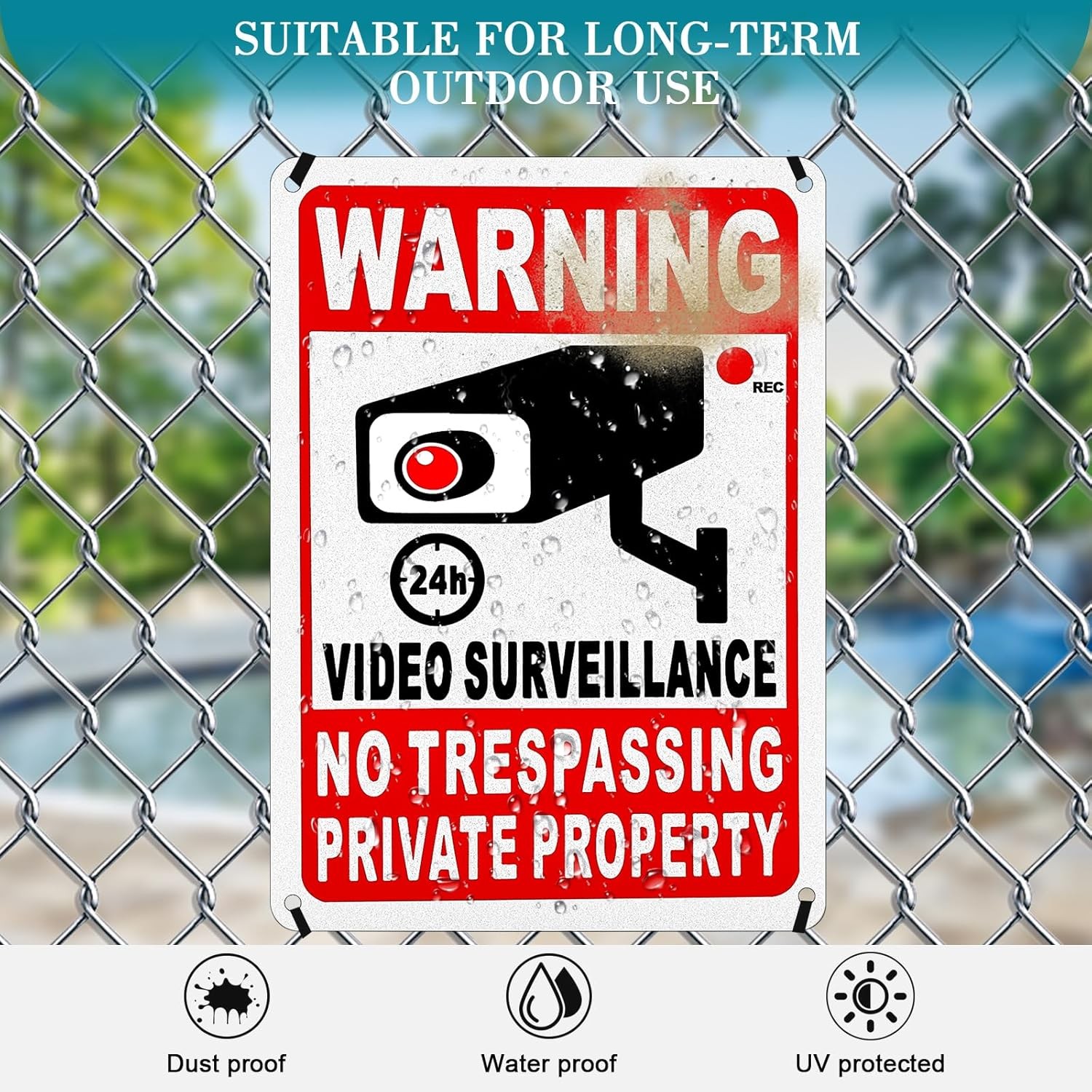 4-Pack Metal No Trespassing Signs Private Property 10 x 7 inch Rust Free 0.04…