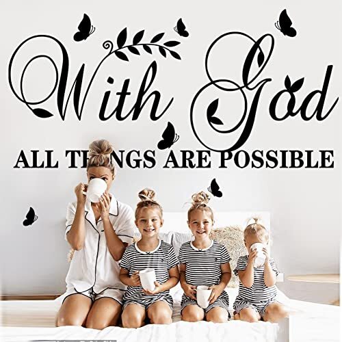 with God All Things are Possible Wall Stickers Inspirational Wall Decal Vinyl