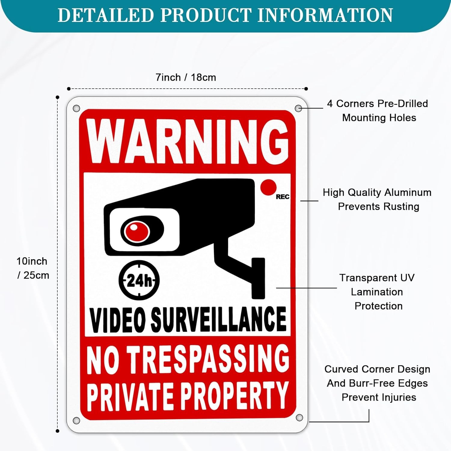 4-Pack Metal No Trespassing Signs Private Property 10 x 7 inch Rust Free 0.04…