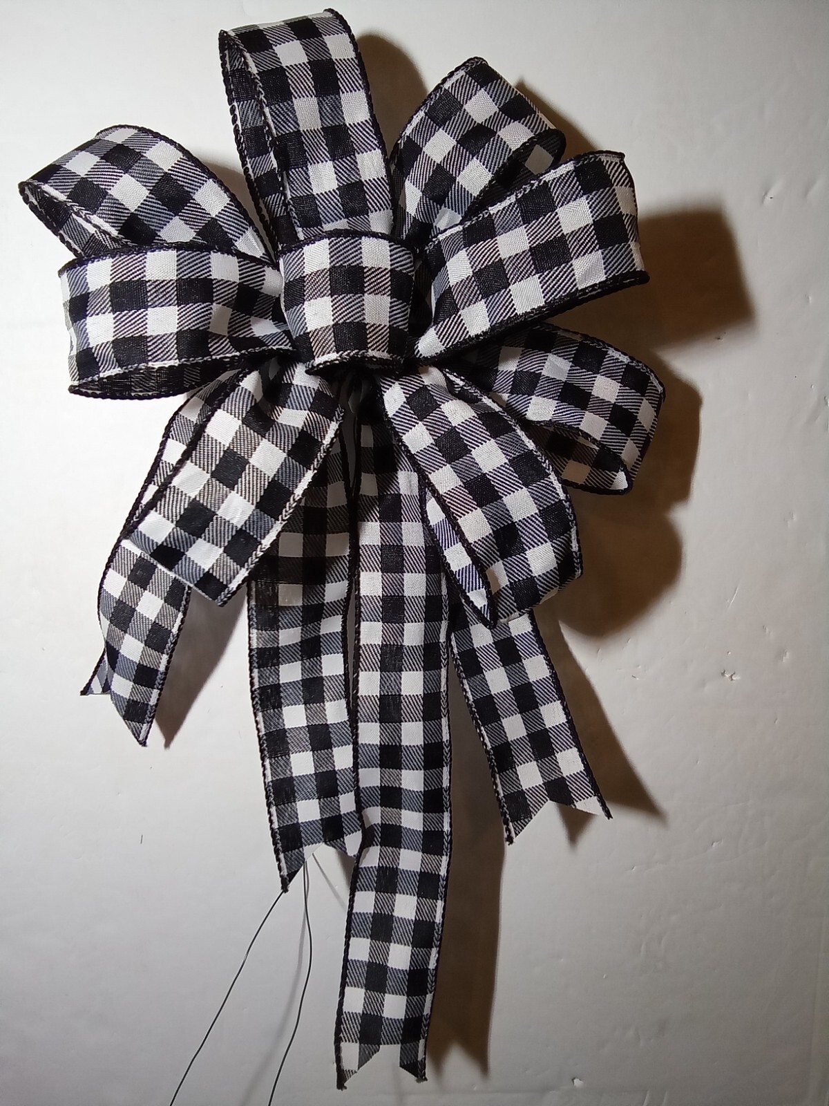 Spring Summer Bow check black & white approx. 9 in. decoration wreath hand tied