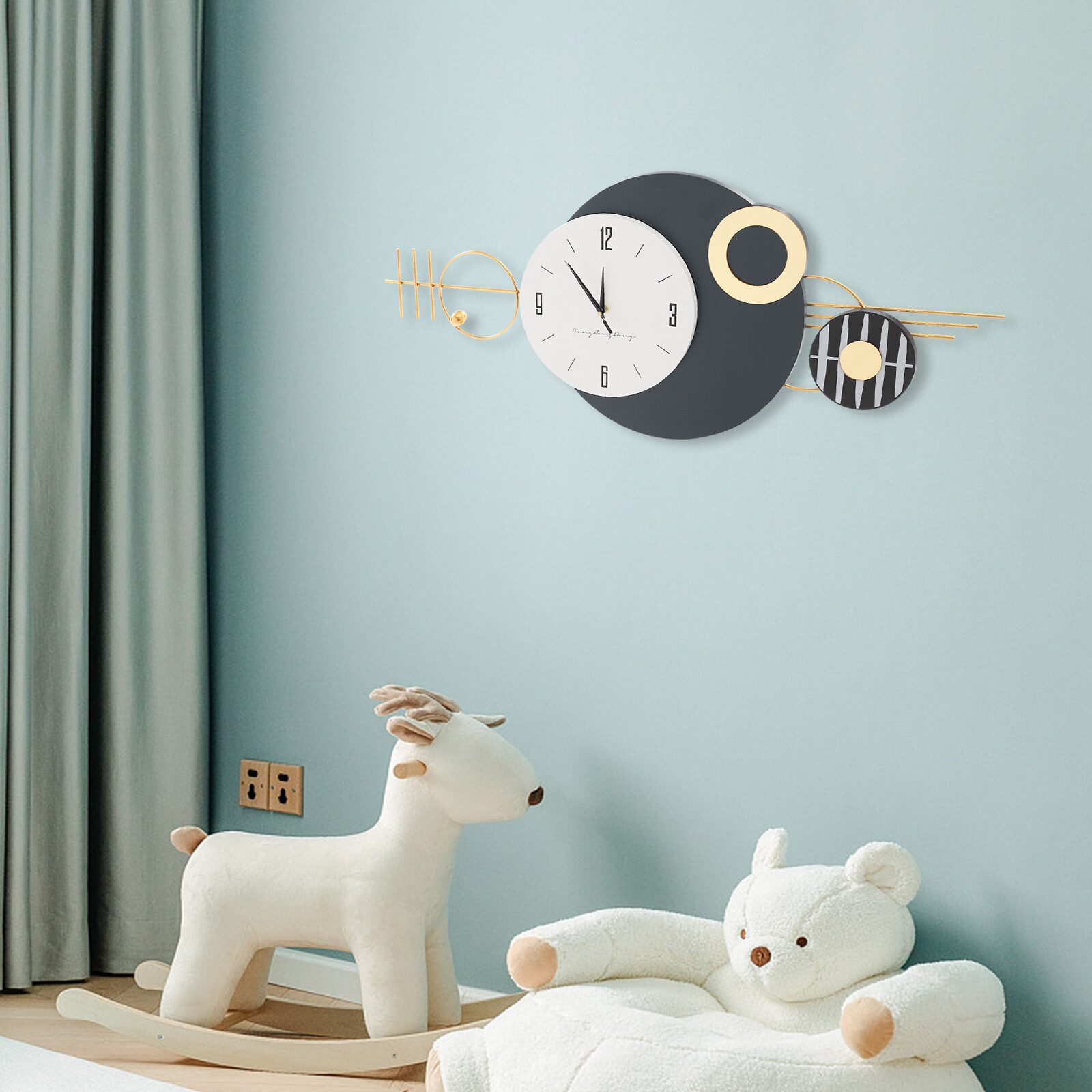 Wall Clock, Modern Decorative Art Clock, Battery Powered Metal Wall Decor Clock