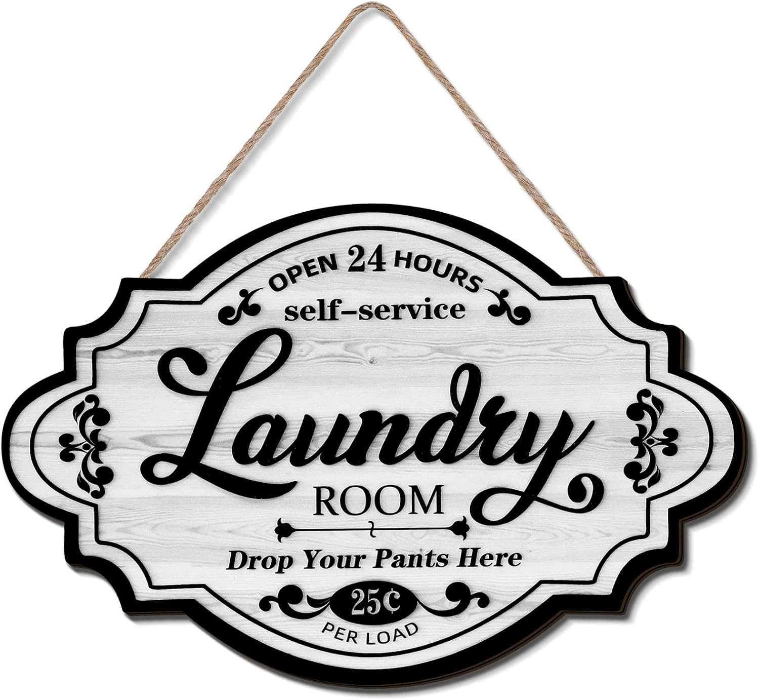 Rustic Vintage Wood Laundry Room Wall Sign for Home Decor, 12×8 Inches