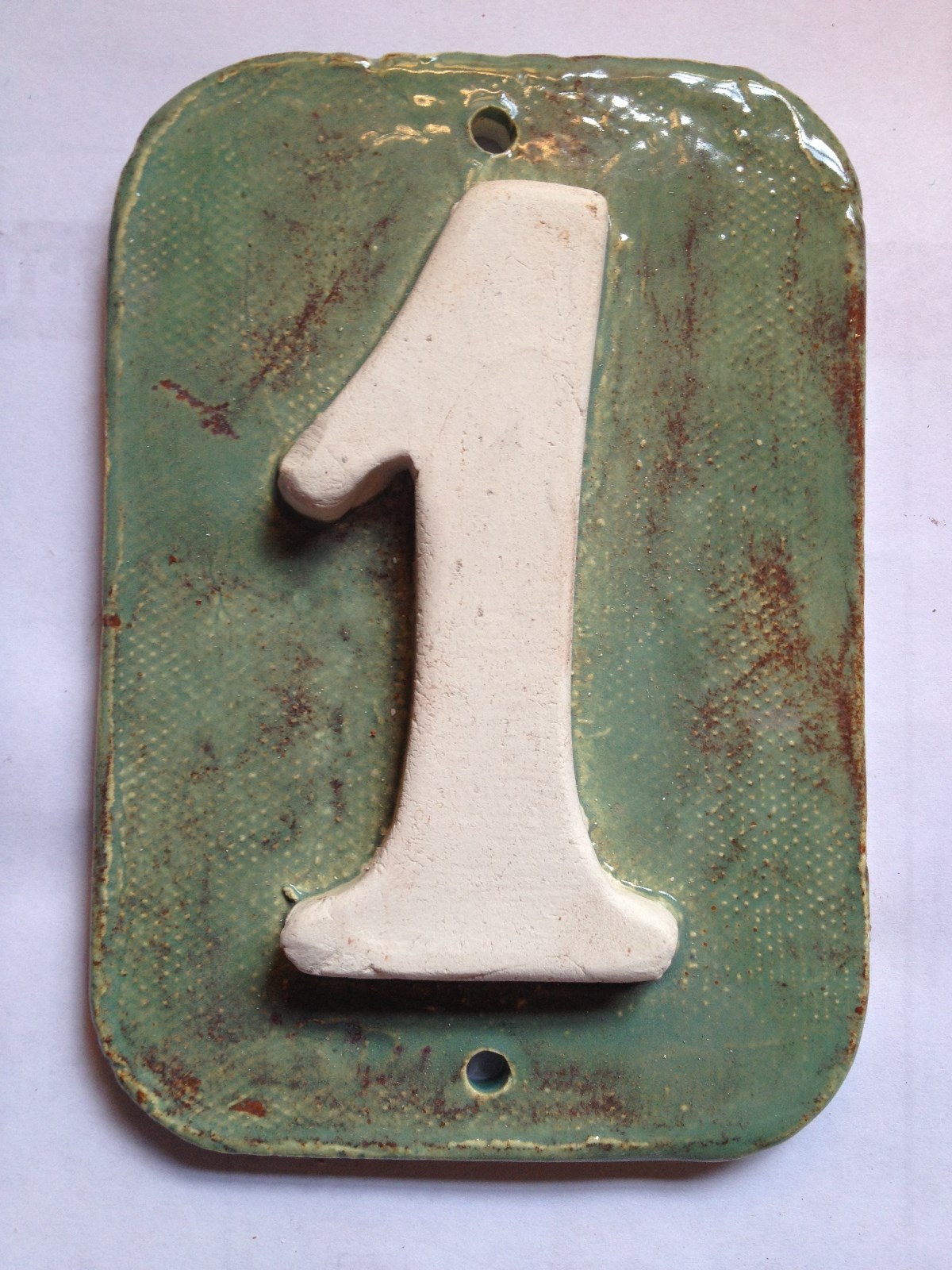 Custom Tile House Post numbers. 80 glaze options free shipping. Applewood Pot.