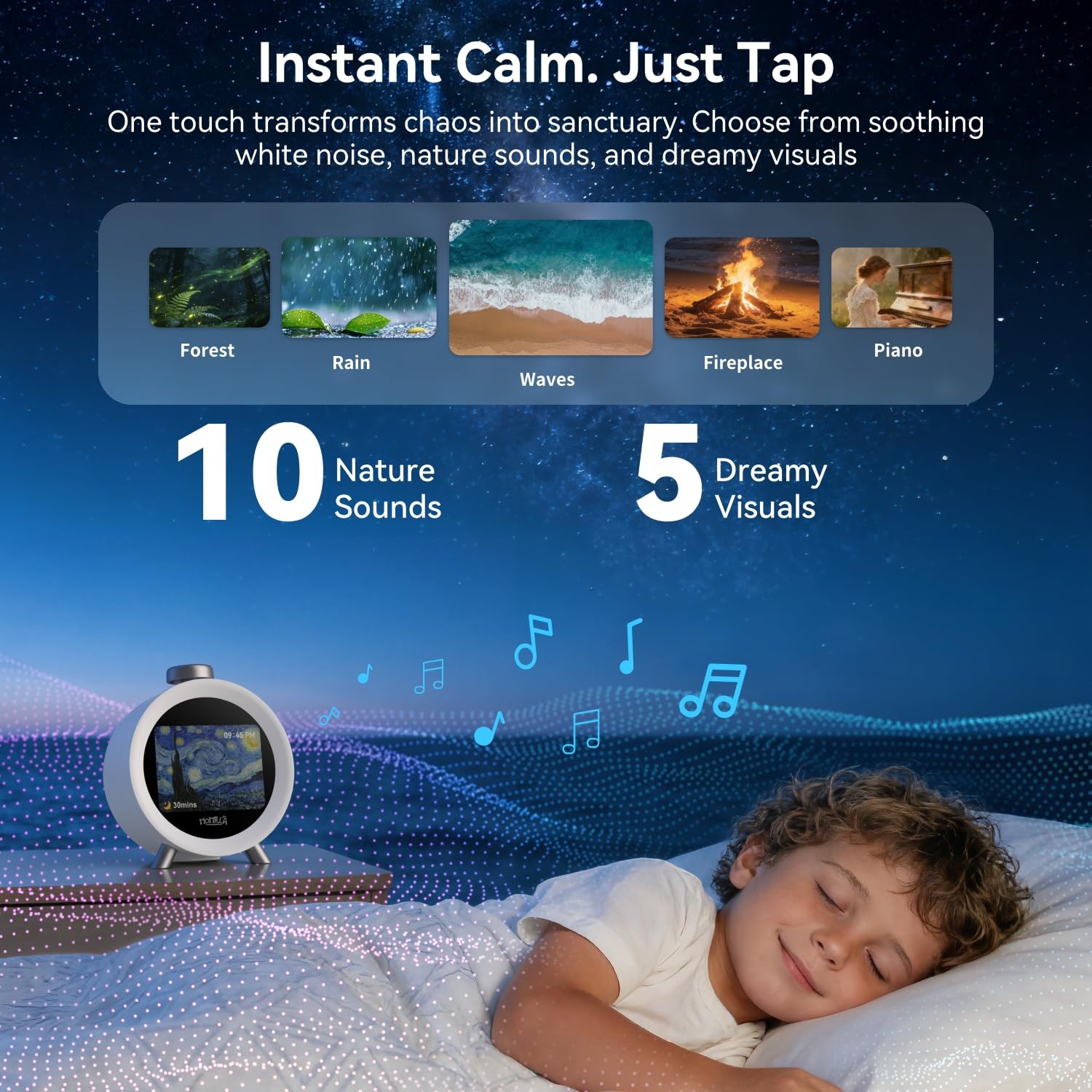 Momilla Alarm Clock For Heavy Sleepers Adults Colorful Screen Temperature Loud