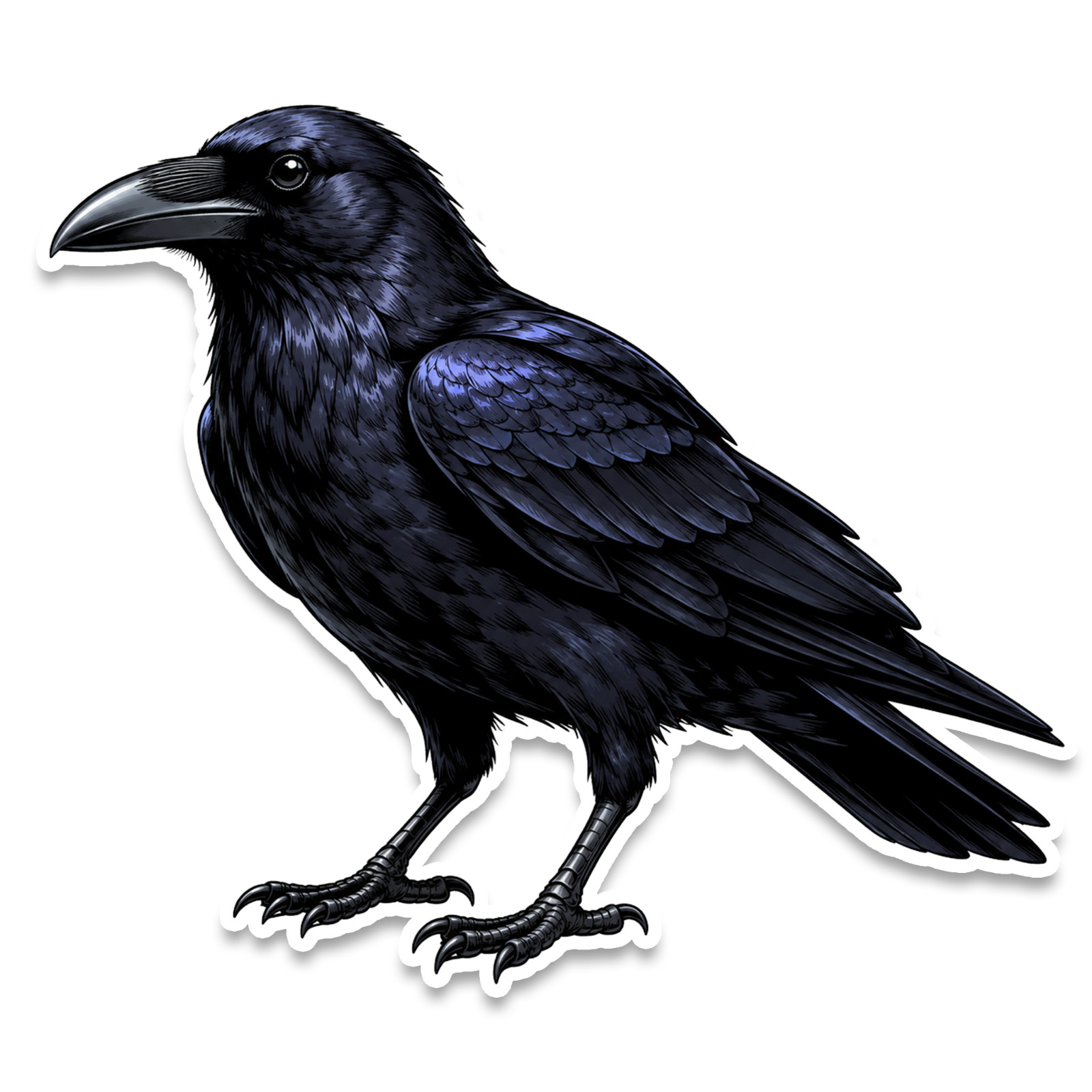 Black Crow Sticker 4 Inch Vinyl Decal Artistic Bird Illustration Waterproof