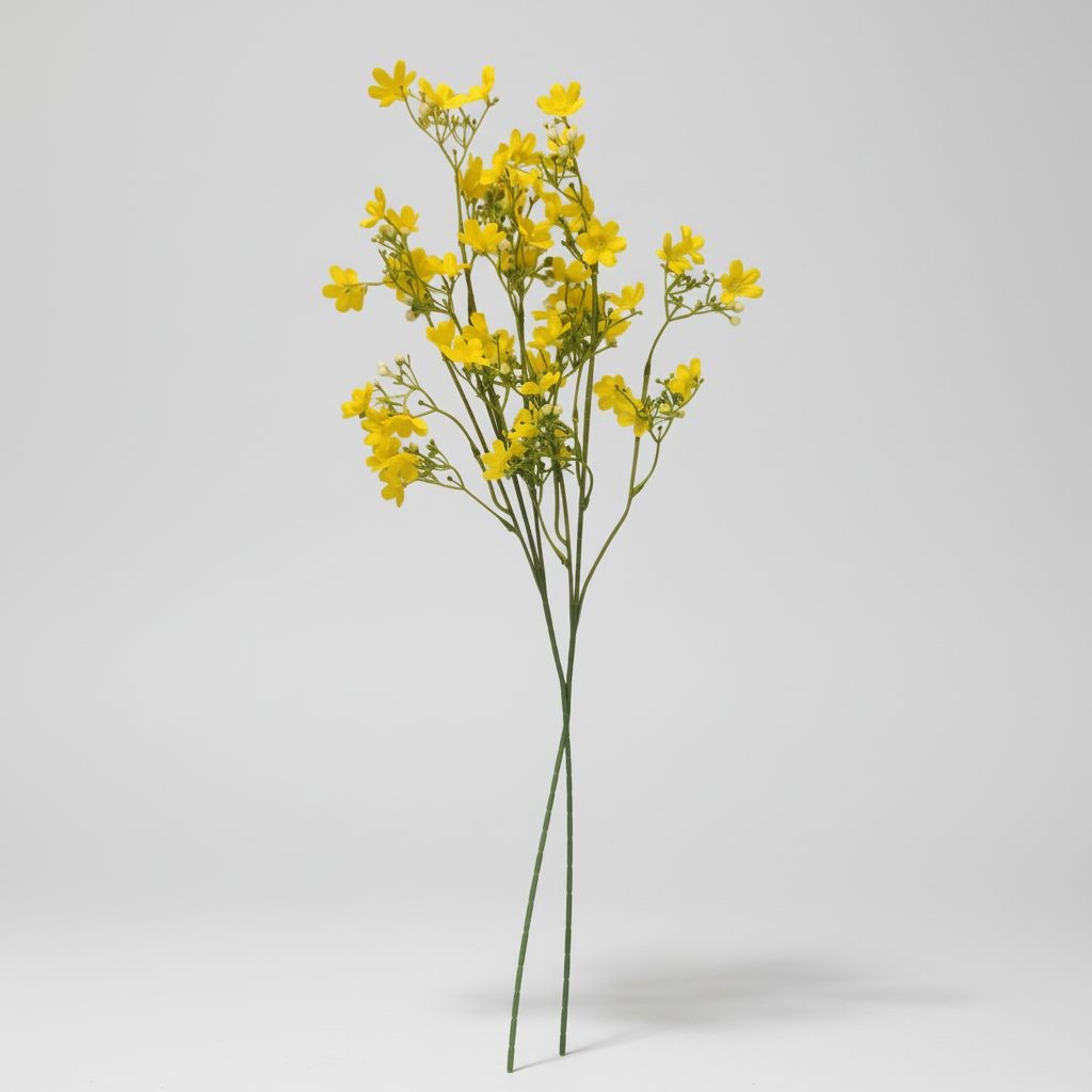 Buttercup Yellow Dogwood Stems Faux Wax Flower Yellow Floral Spring Decor 24 Inc