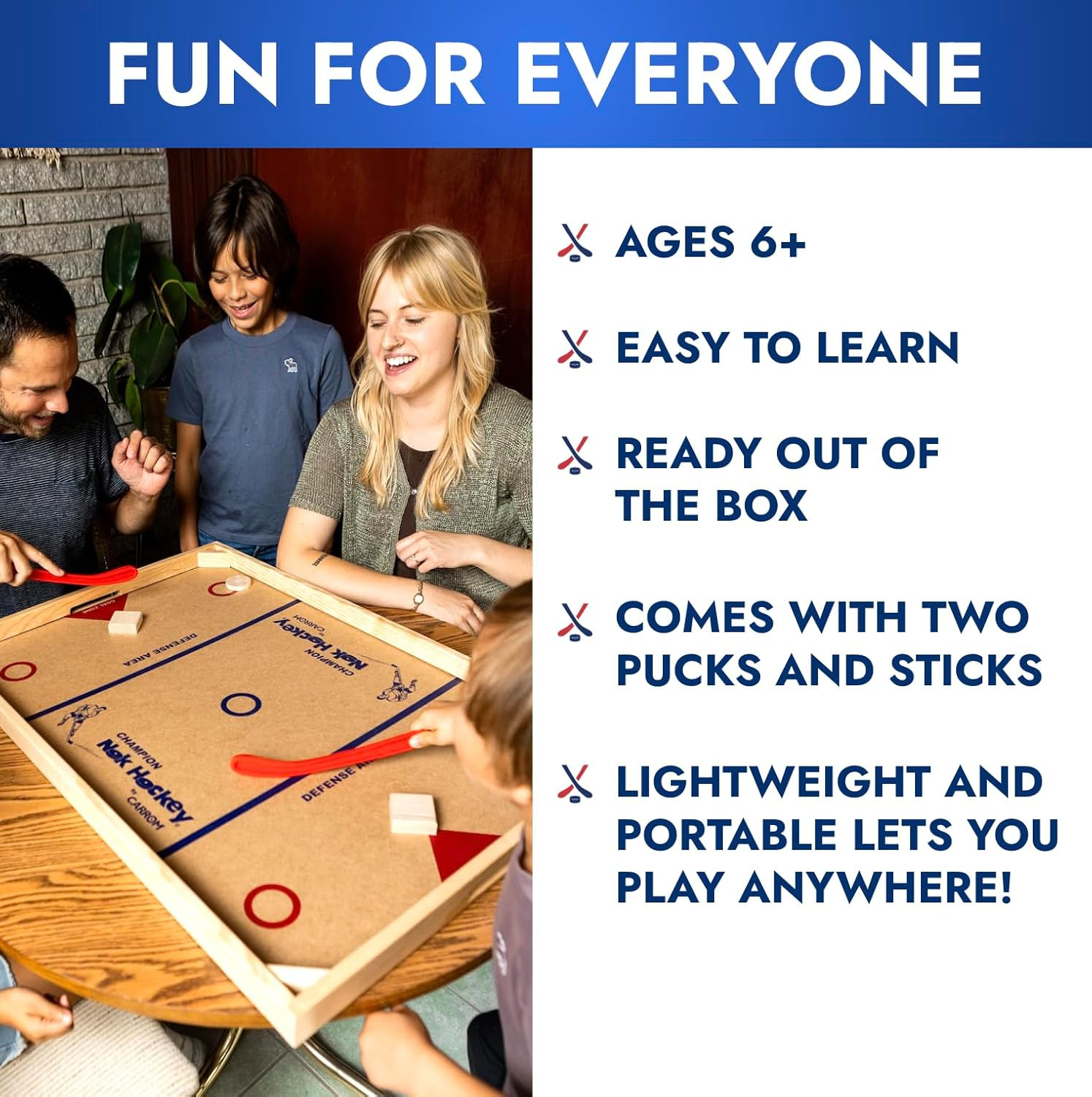 Champion Nok Hockey Game (Standard Size) — Wooden Board Games for Adults & Child