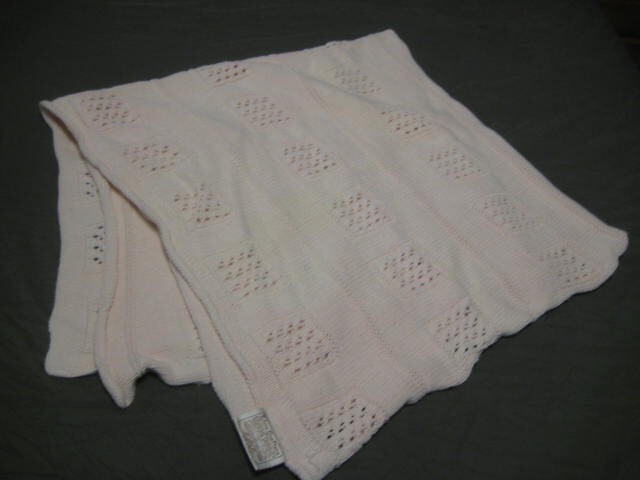 Lion Crafters North Bay Checkerboard Pink Knit Throw Cotton 58 x 52 in.