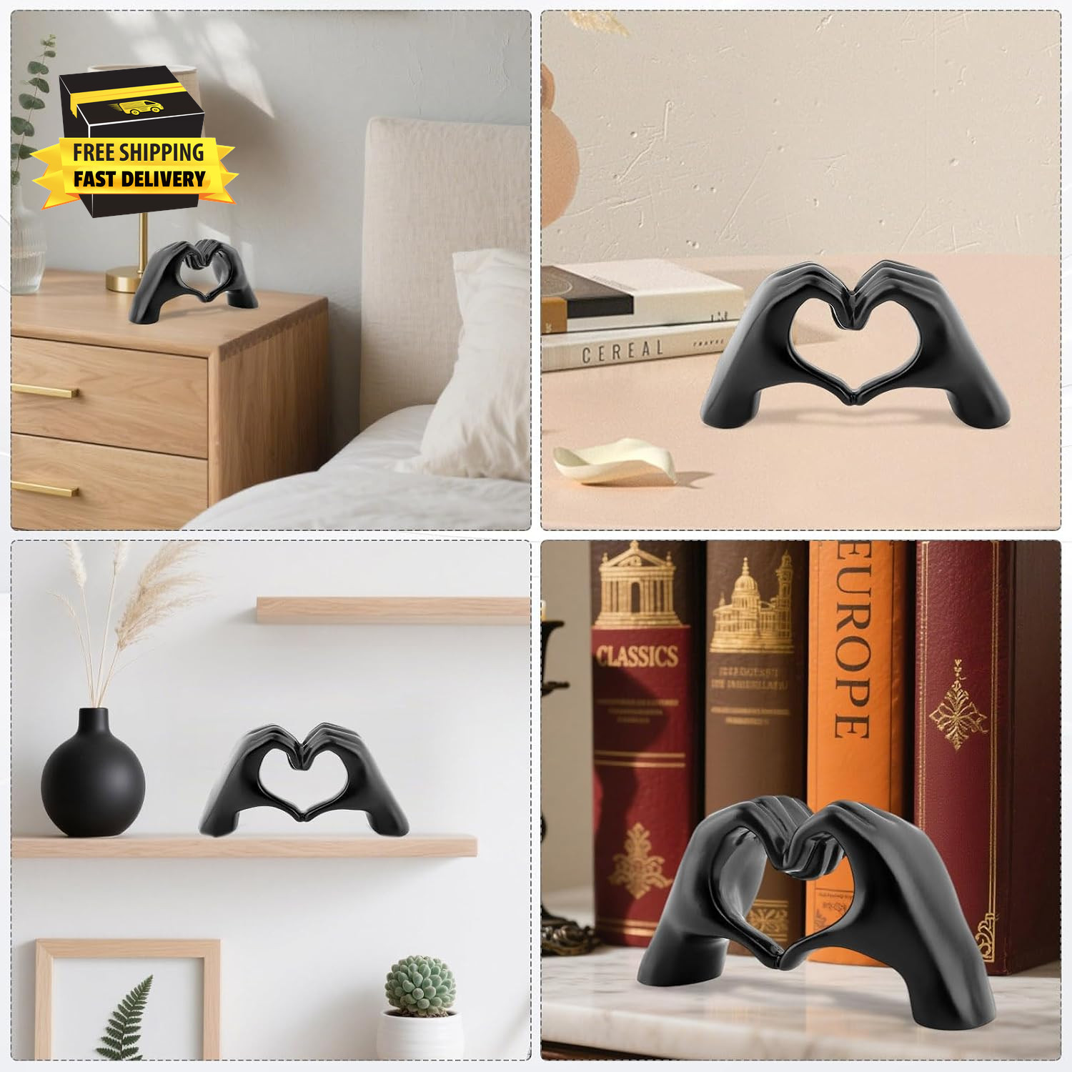 Heart Hands Sculpture for Living Room Decor Love Finger Sculpture Wedding Decora