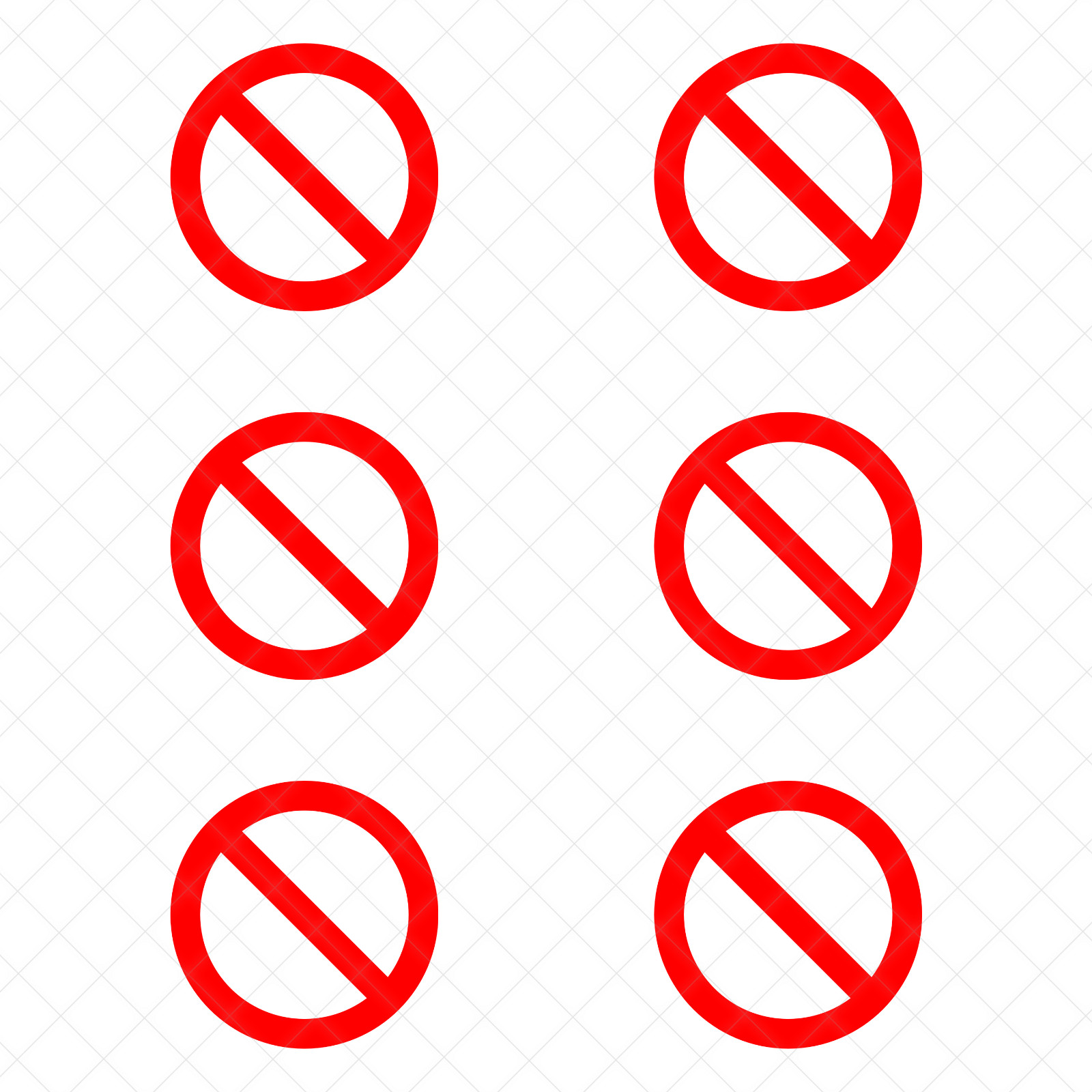 Set of 6 “DO NOT / NO ” Sign Symbol Vinyl Decals | Warning Stickers