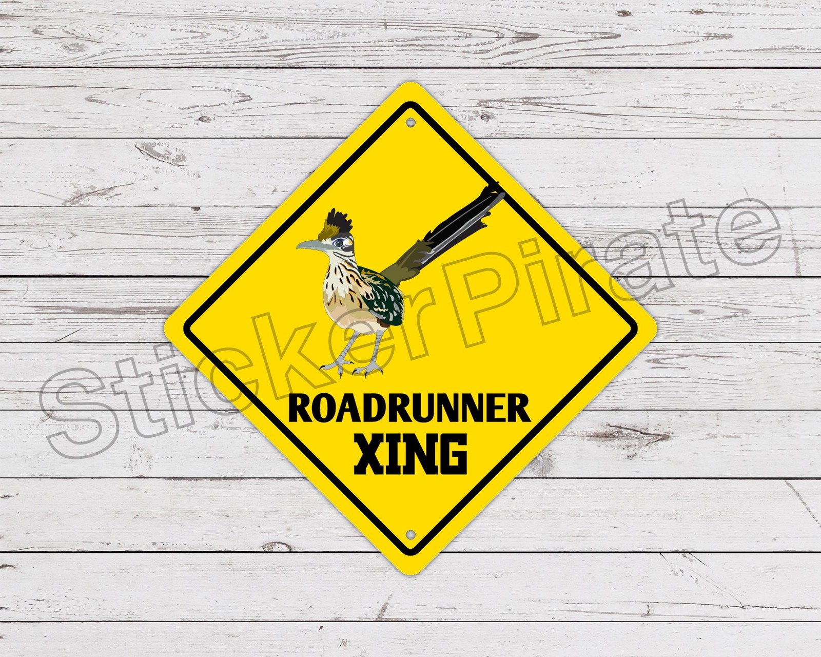 *Aluminum* Roadrunner Crossing Funny Metal Novelty Sign 12″x12″