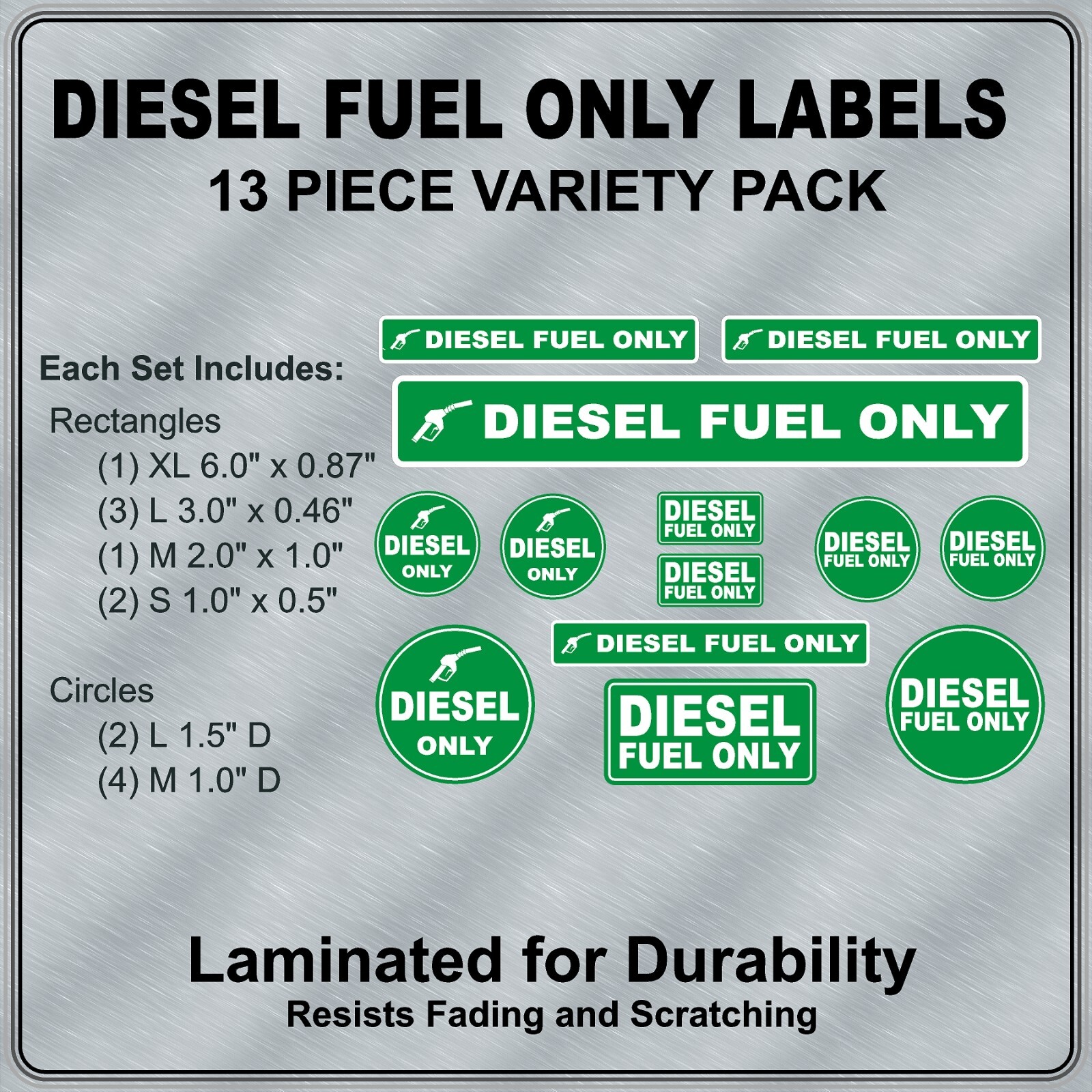 DIESEL FUEL ONLY Warning Labels 13 Piece Variety Pack High Quality Laminated