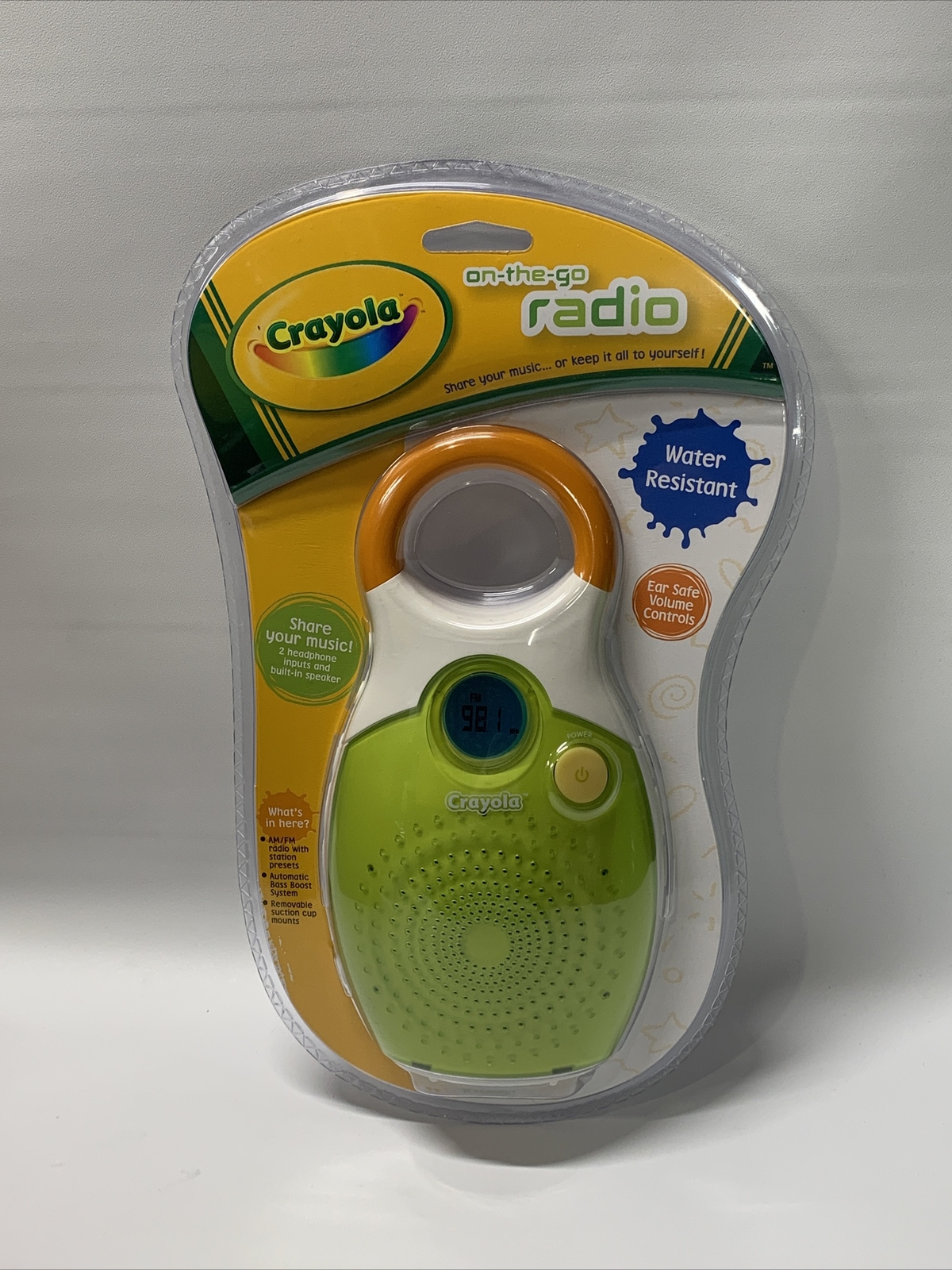 NEW! Crayola On-The-Go AM/FM Radio & Speaker Water Resistant Portable Tune Time