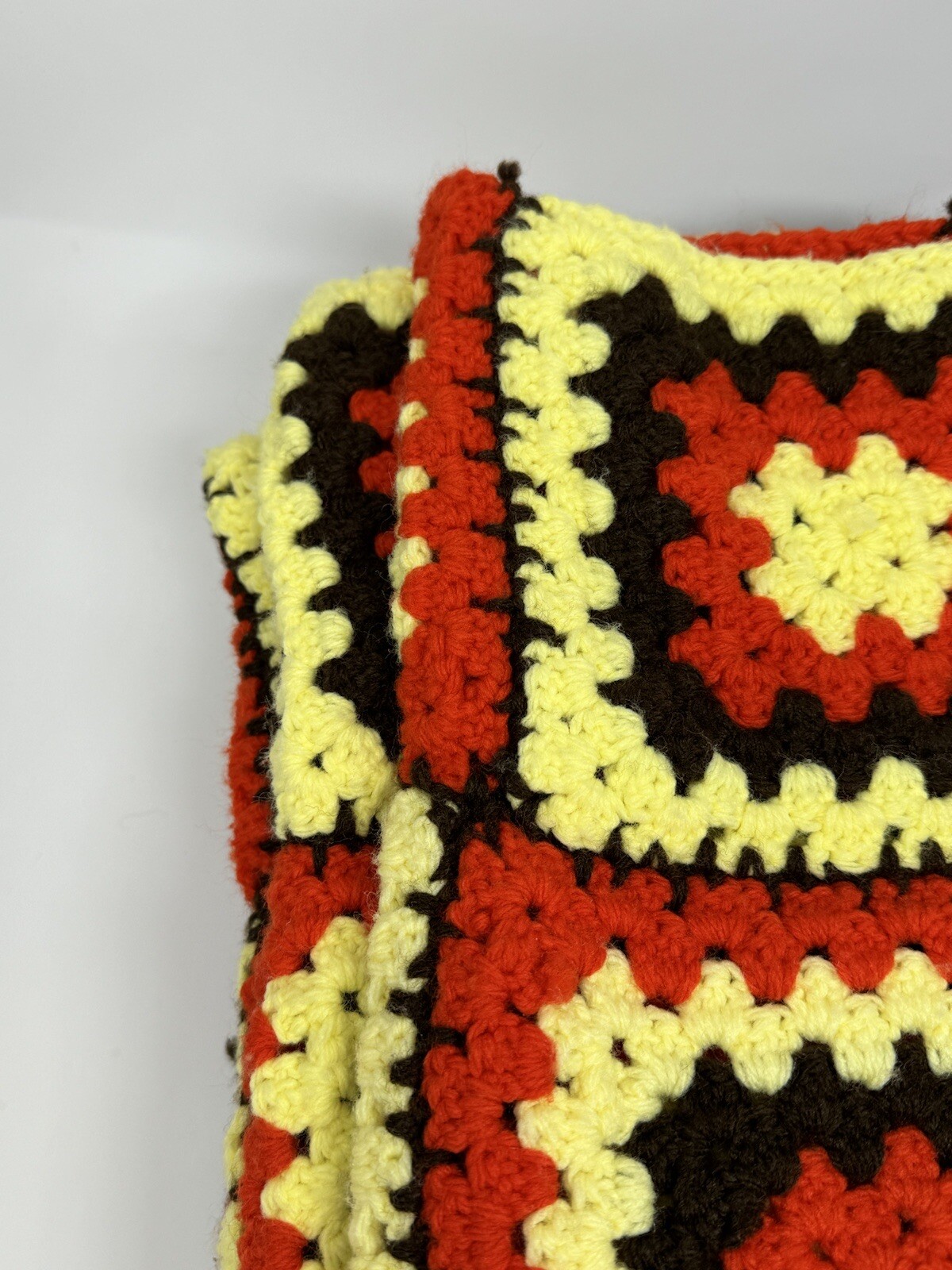 VTG Granny Square Multicolor Brown Twin/Full Bedspread Blanket Afghan 80″x55″