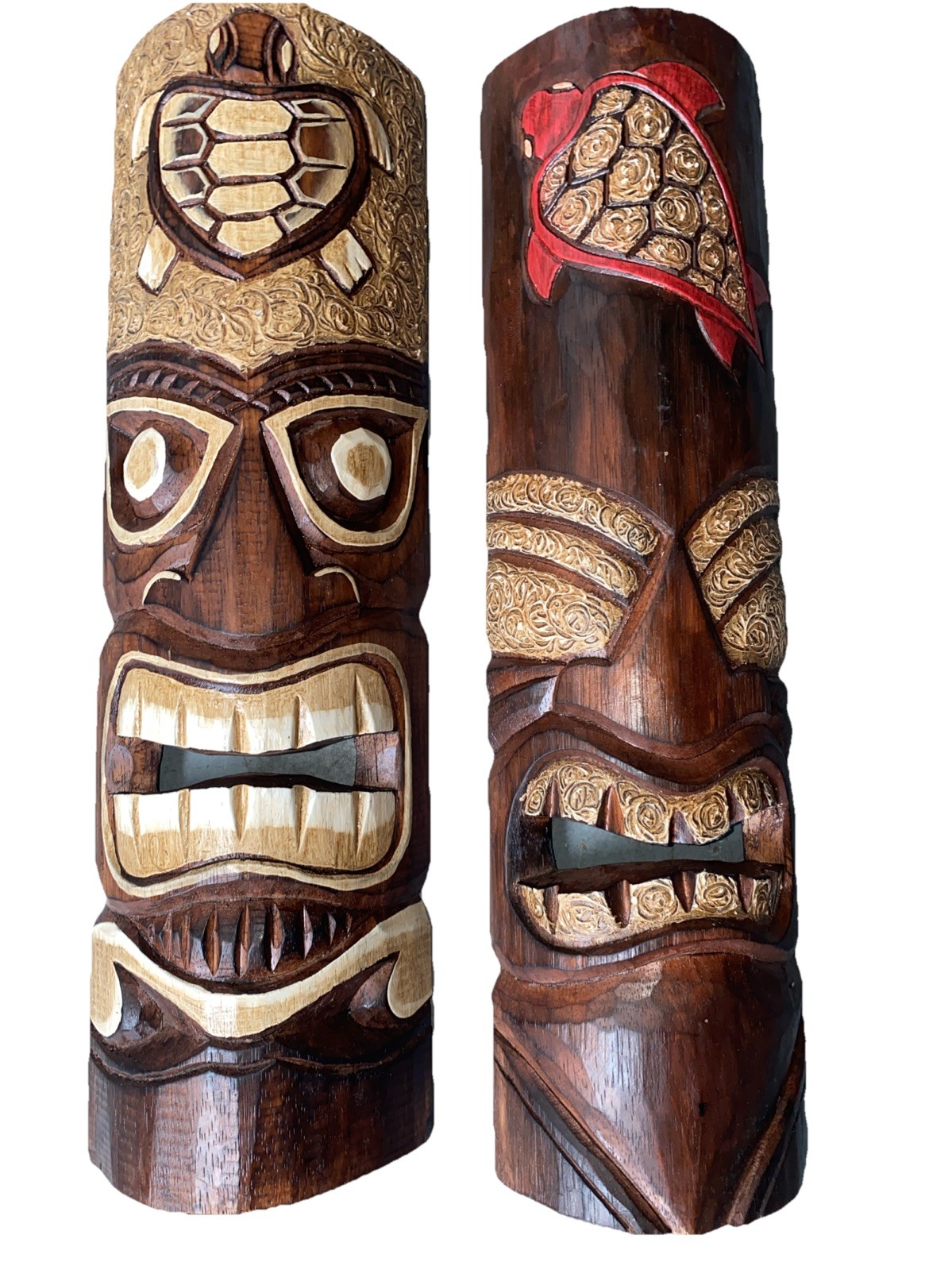 SET OF 2 20″ TIKI MASK HAWAIIAN WALL ART ISLAND HOME DECOR TRIBAL BAR TROPICAL