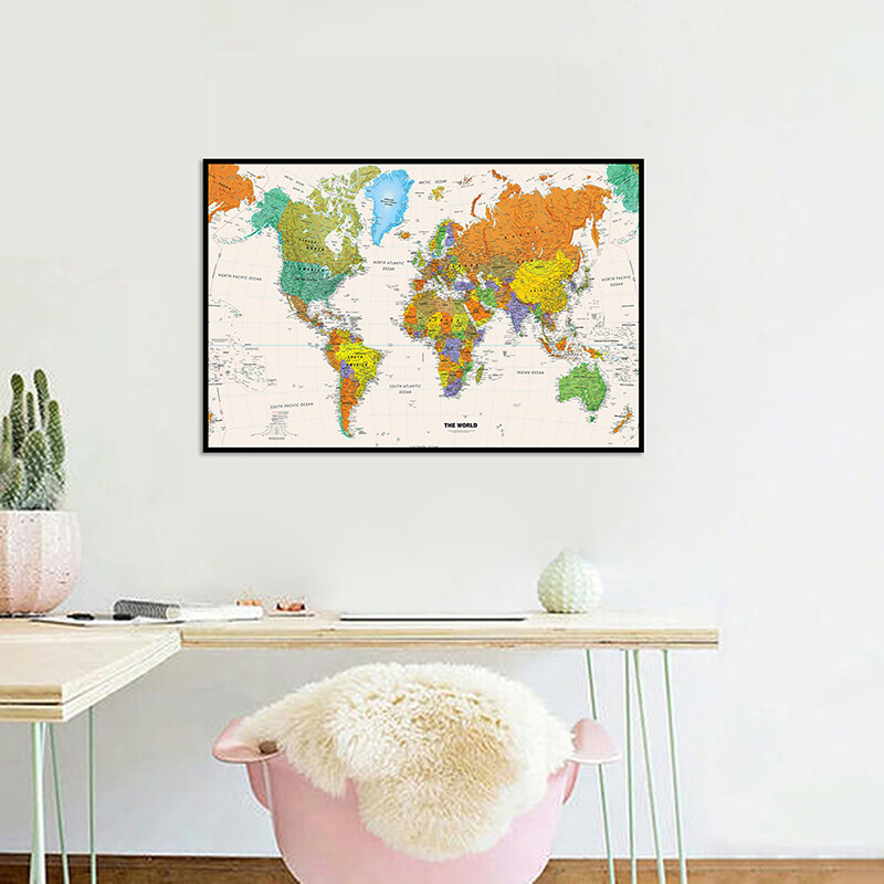 WORLD MAP ART PRINT GIANT POSTER WALL DECOR SIZE 59*39in