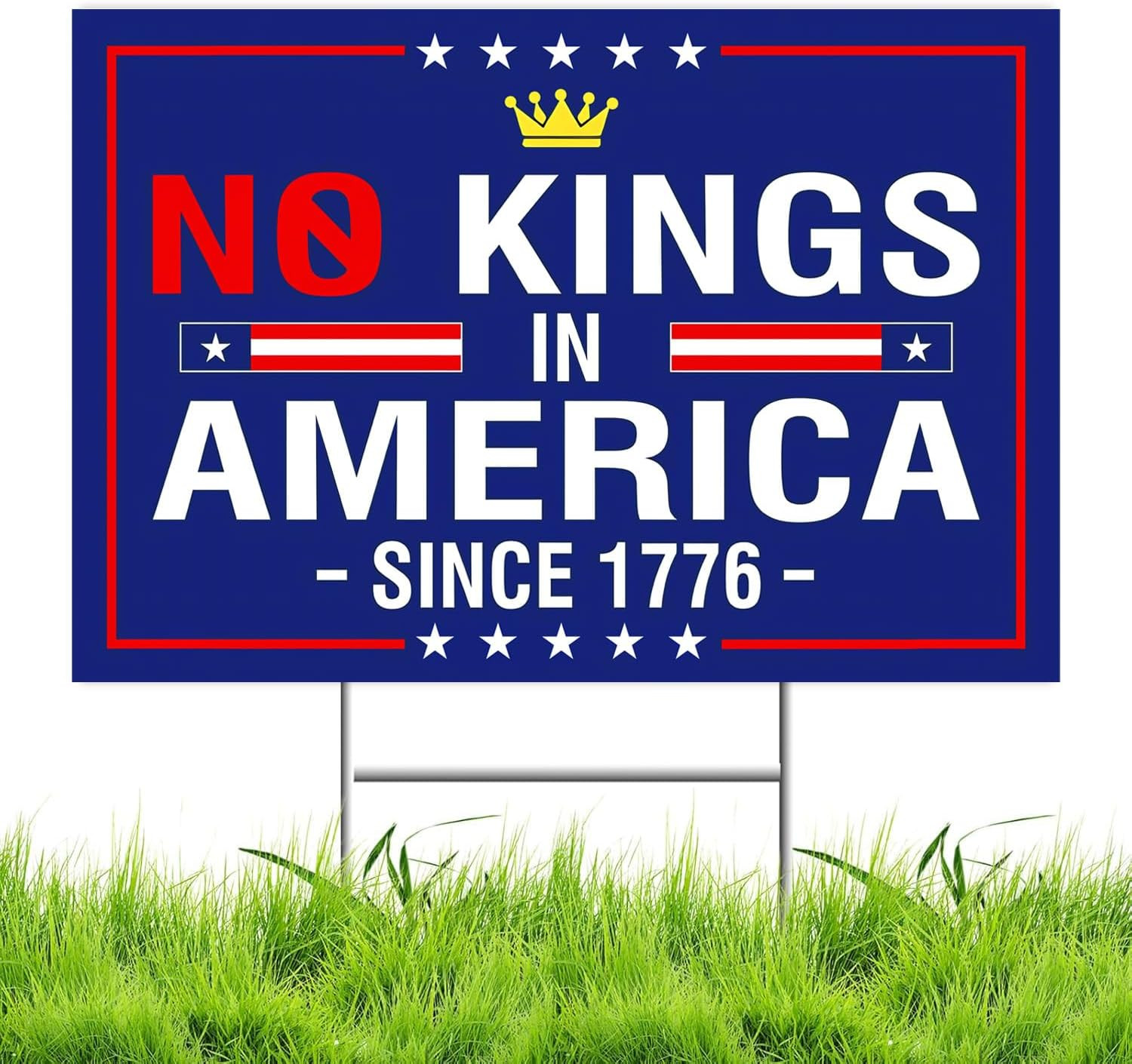No Kings in America Yard Sign – Resist Hate Lawn Sign save Democracy Double Side