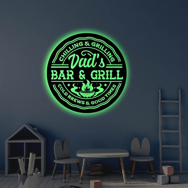 Personalized Bar and Grill LED Metal Art Sign / Light up Bar Metal Sign / Custom