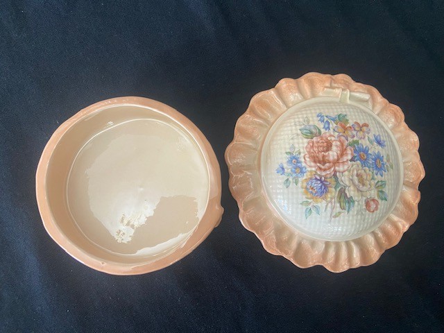 Ceramic Decor – Vintage 1980s – 3 piece set – Matte Glazed with Fired on Decals