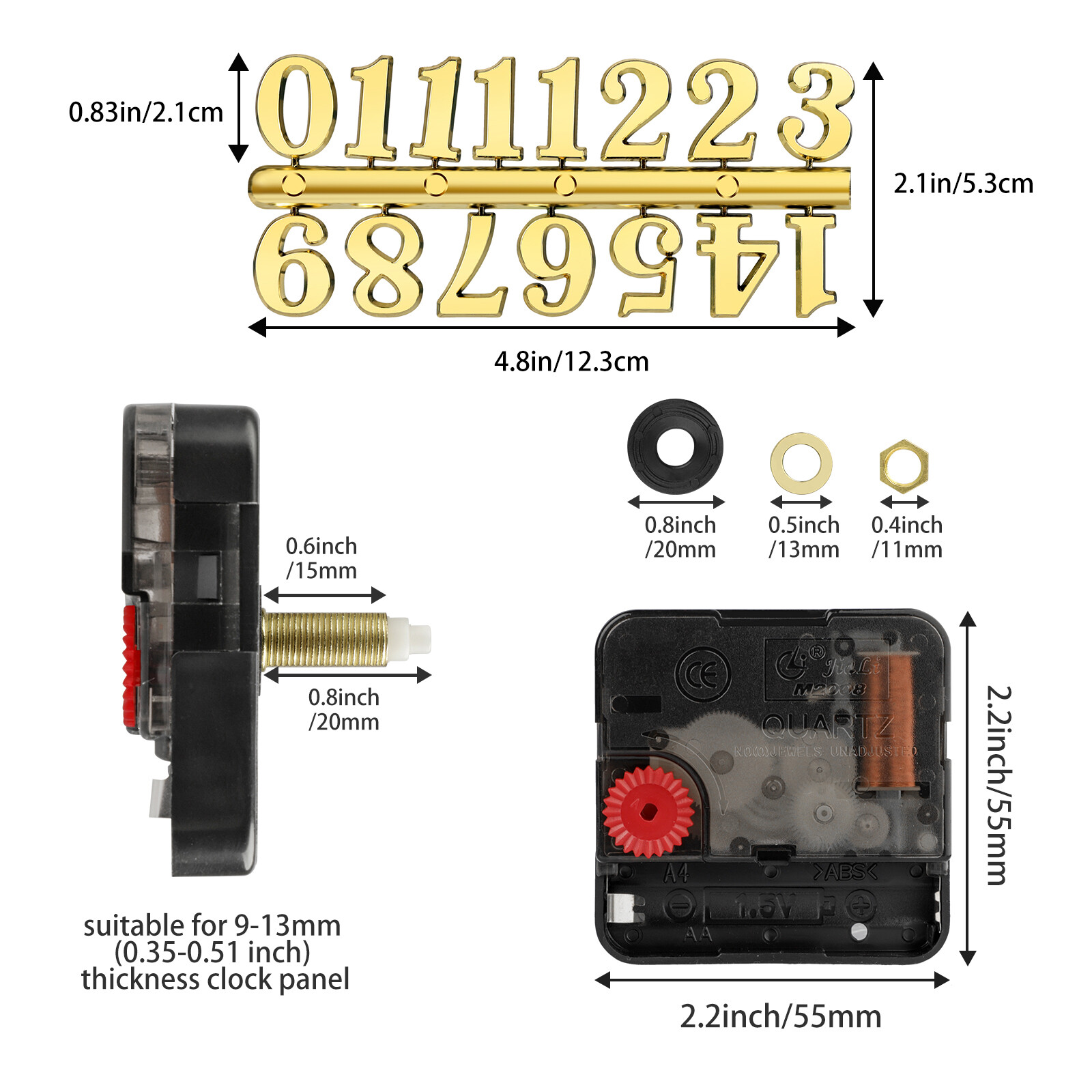 DIY Replacement Quartz Clock Movement Mechanism Hands Press Fit Repair Tool Kit