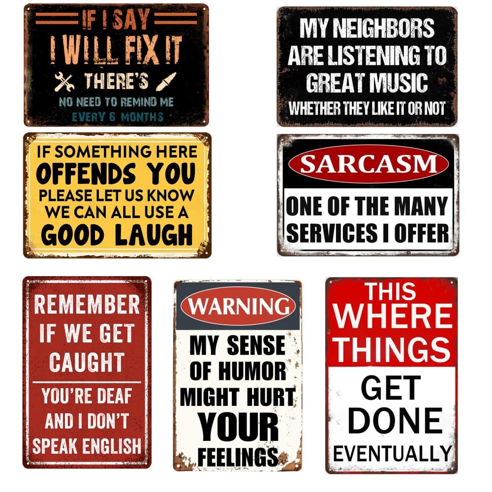 Man Cave Decor Funny Garage Signs For Men Vintage Metal 12 x 8 inches, Color8