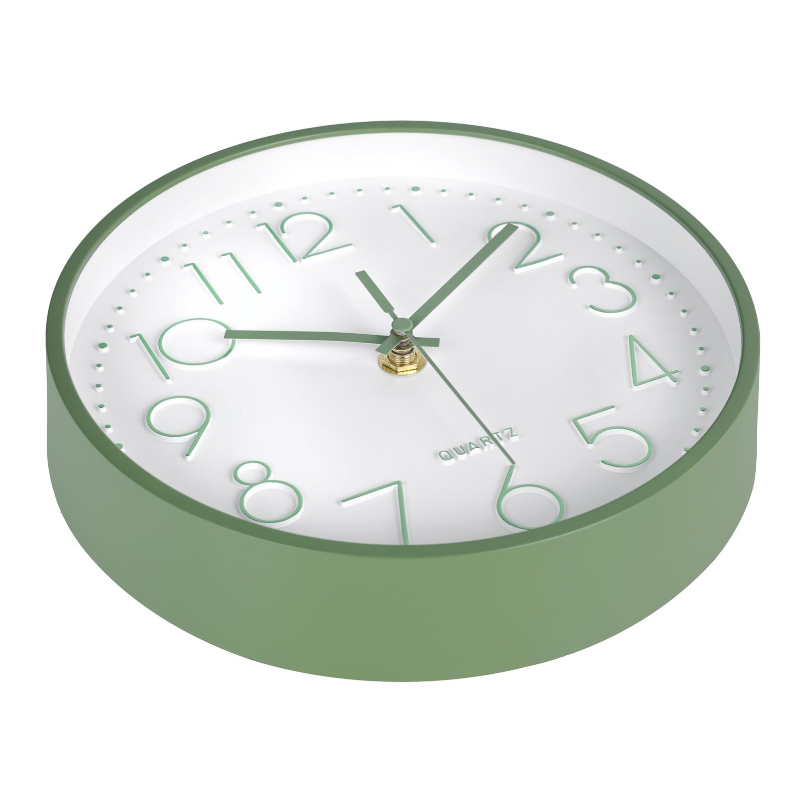 Modern Green Bathroom Wall Clocks 8 Inch Non-Ticking Battery Operated for Office