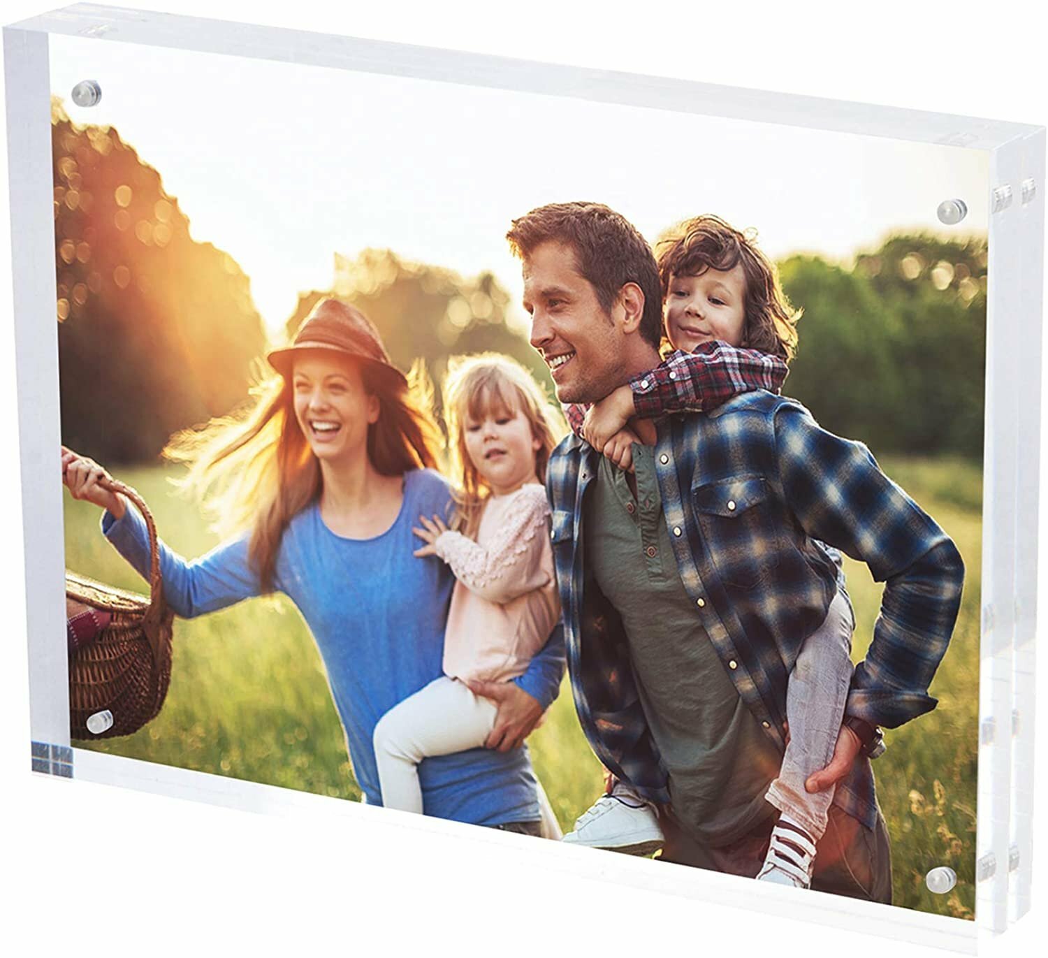 SimbaLux® Acrylic Magnetic Photo Frame 8” x 10” Free Standing with UV Protection