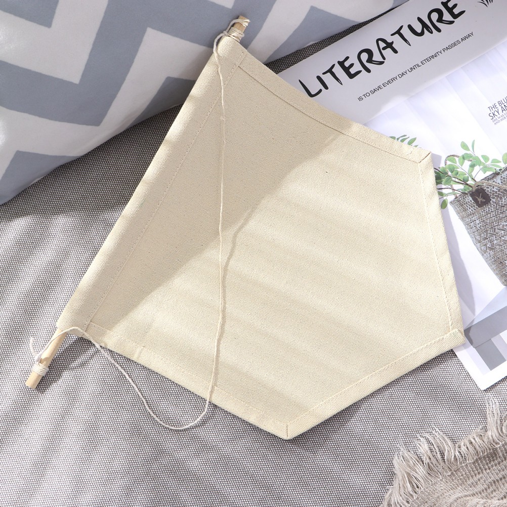 1Pcs Bamboo Canvas Pins Display Pennant Banner Beige Wooden Wall Hanging