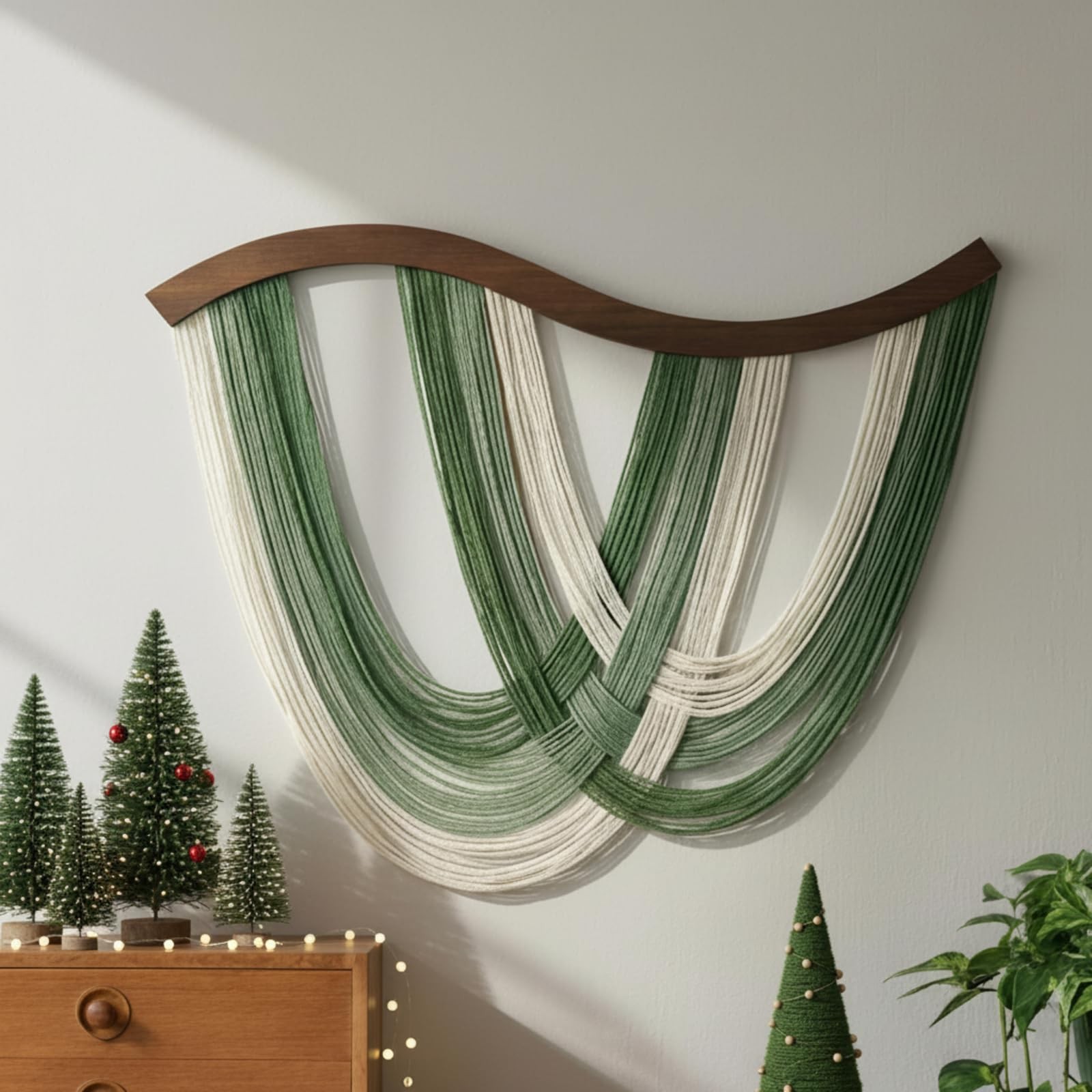 Green Macrame Wall Hanging Dip Dyed Yarn Wall Art, Modern Boho Decor Handmade…