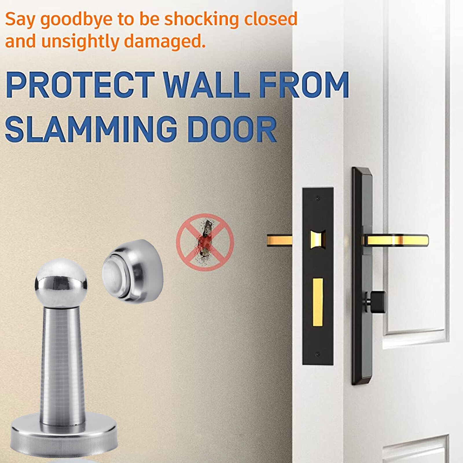 Magnetic Door Stopper Stainless Steel Wall/Floor Mounted Holder for Home Office