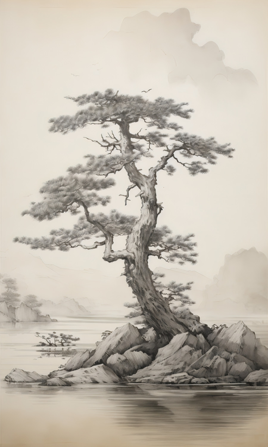 12″x18″ Custom Canvas Wall Scroll Japenese Landscape Solid Wood ws6