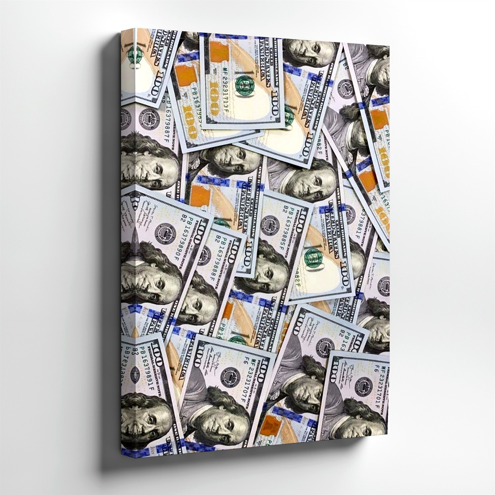 Wall Art 100 Dollar Bills Money Print Poster Blue Notes Cash Collage Home Decor