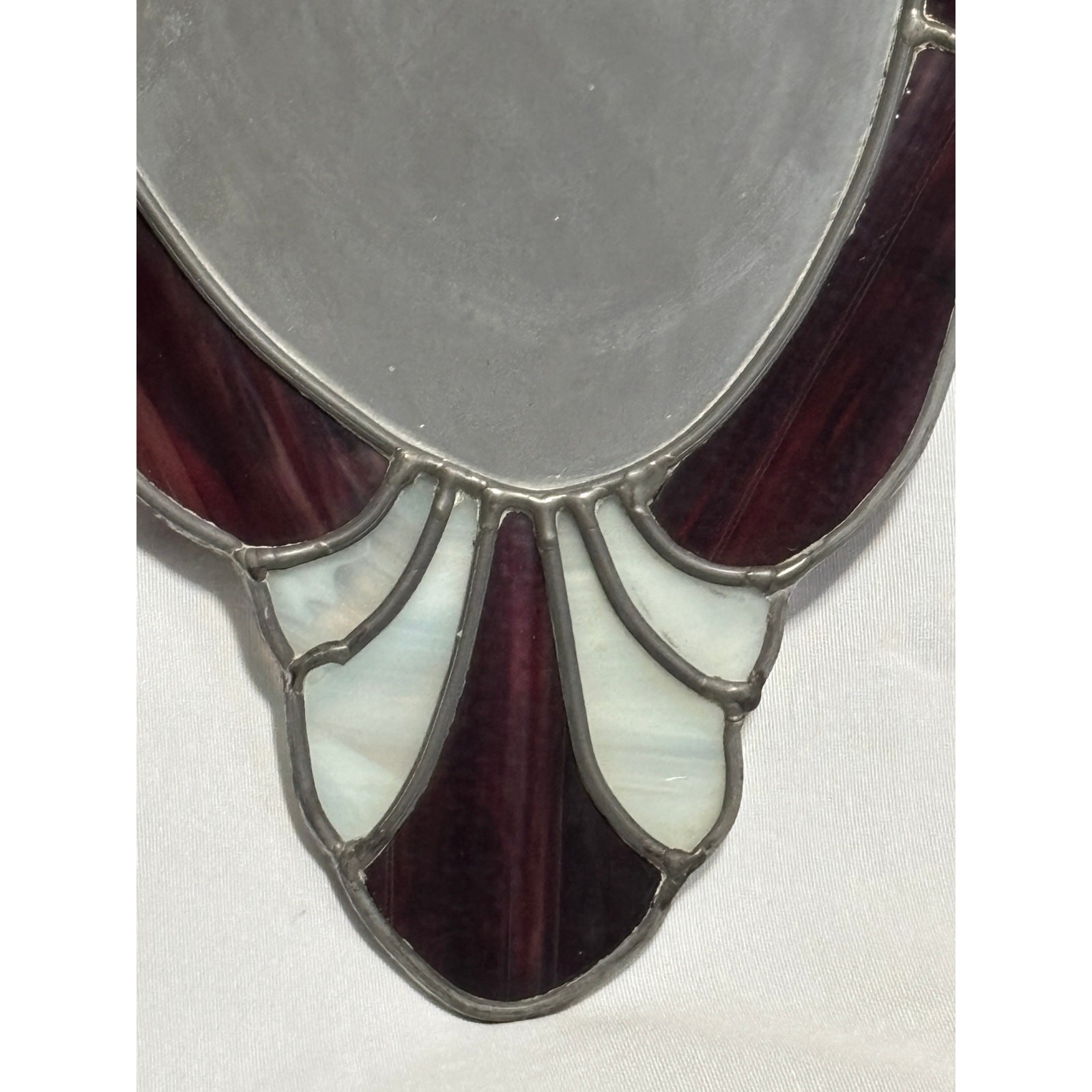Vintage Stained Glass Mirror Handcrafted Oval READ