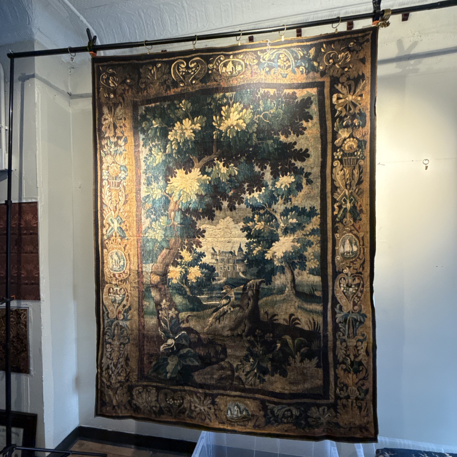 Gorgeous French Verdure Antique Style Dye Injected Cotton-Linen Canvas Tapestry